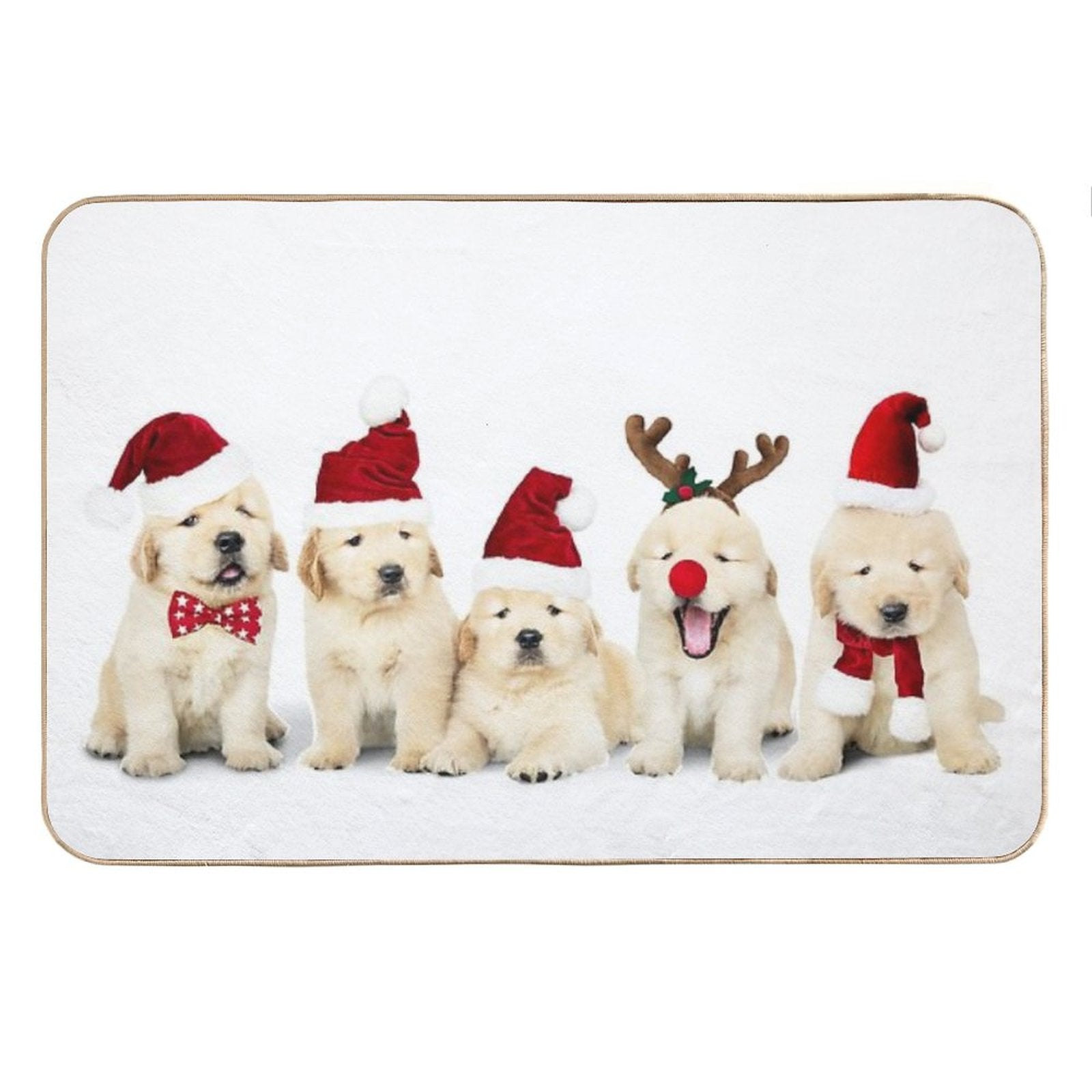 Xmas Golden Retriever Puppies Bath Mat