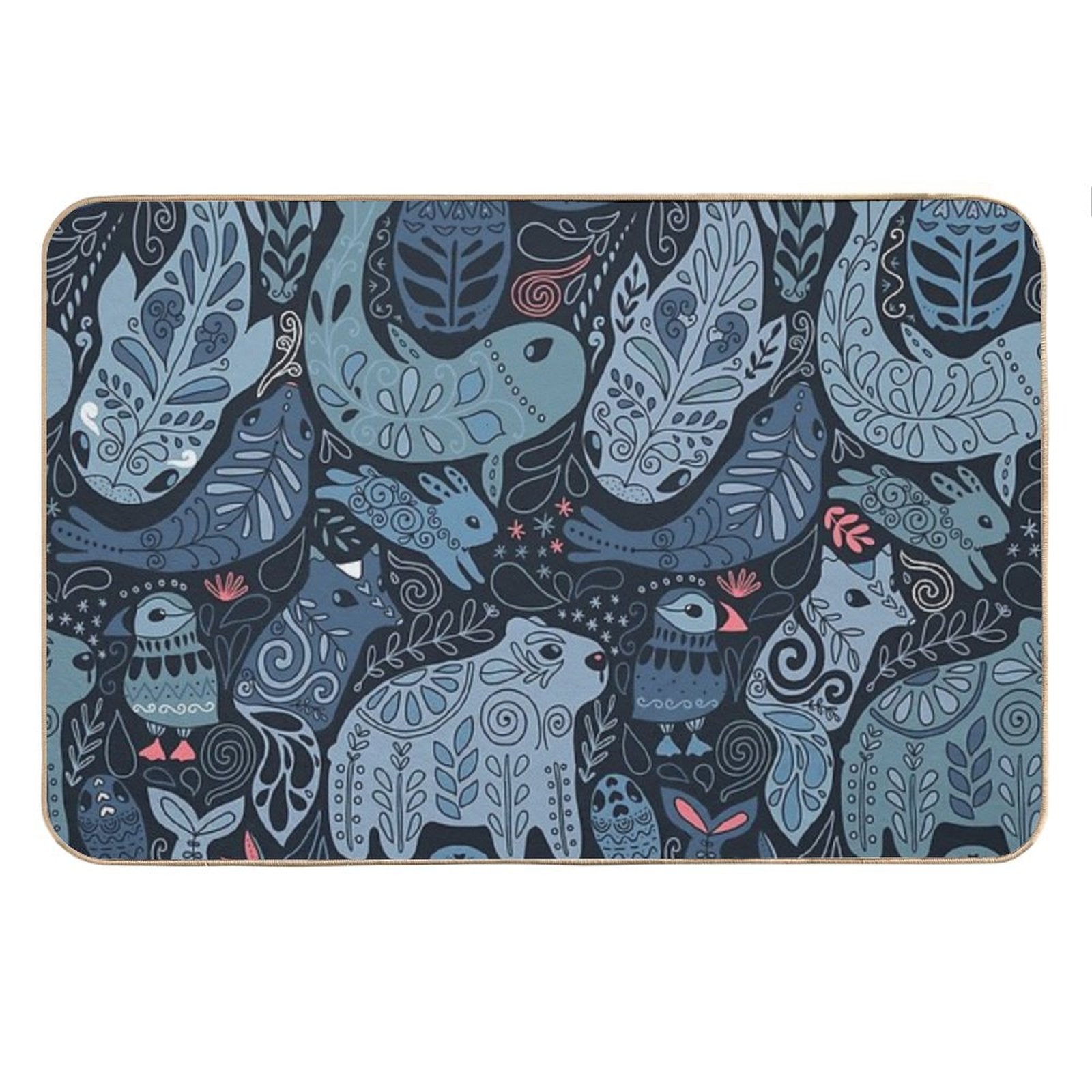 Arctic Animals. Narwhal, Polar Bear, Whale, Puffin, Owl, Fox, Bunny, Seal. Bath Mat
