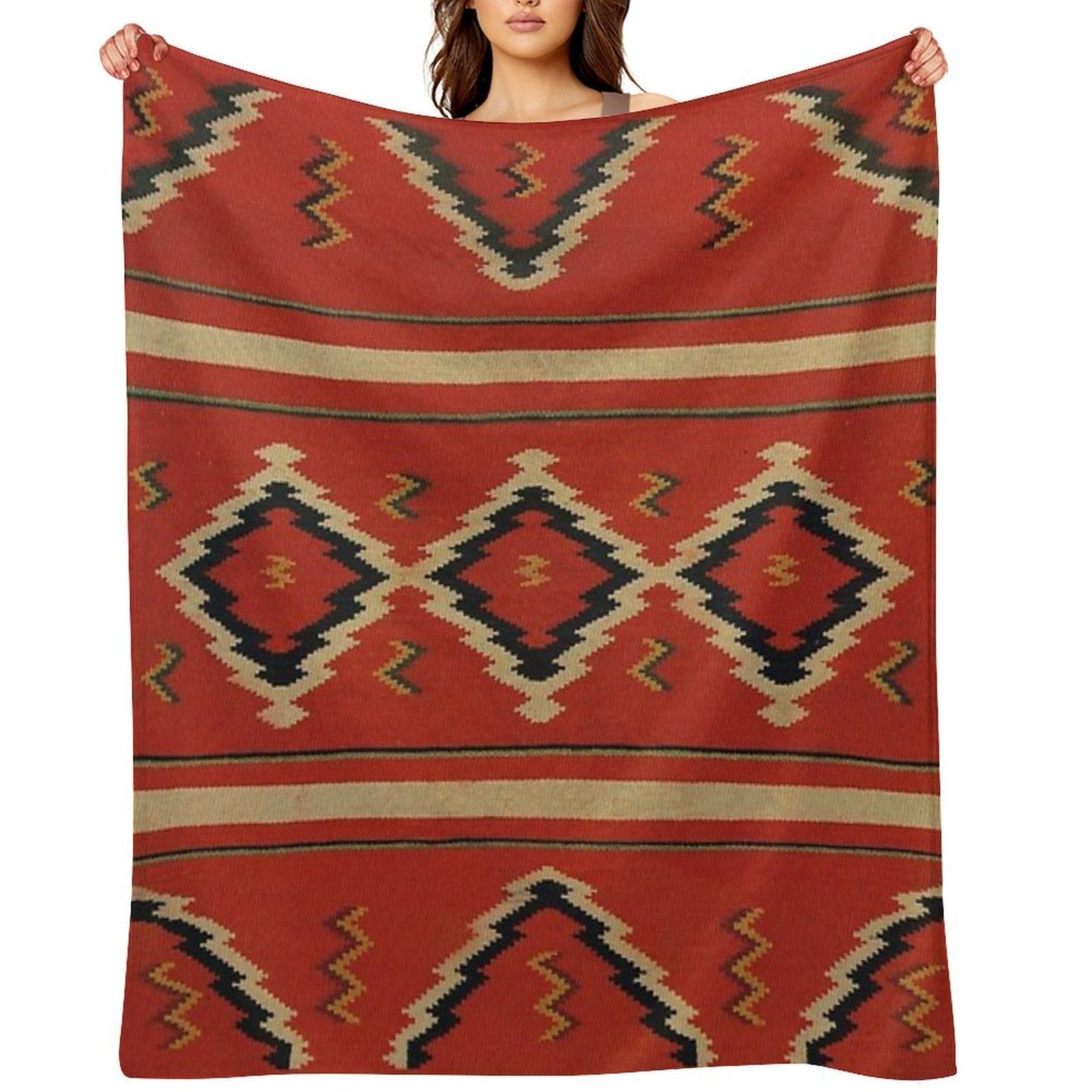 Navajo Textile  Native American Weaving Pattern 26 Throw Blanket