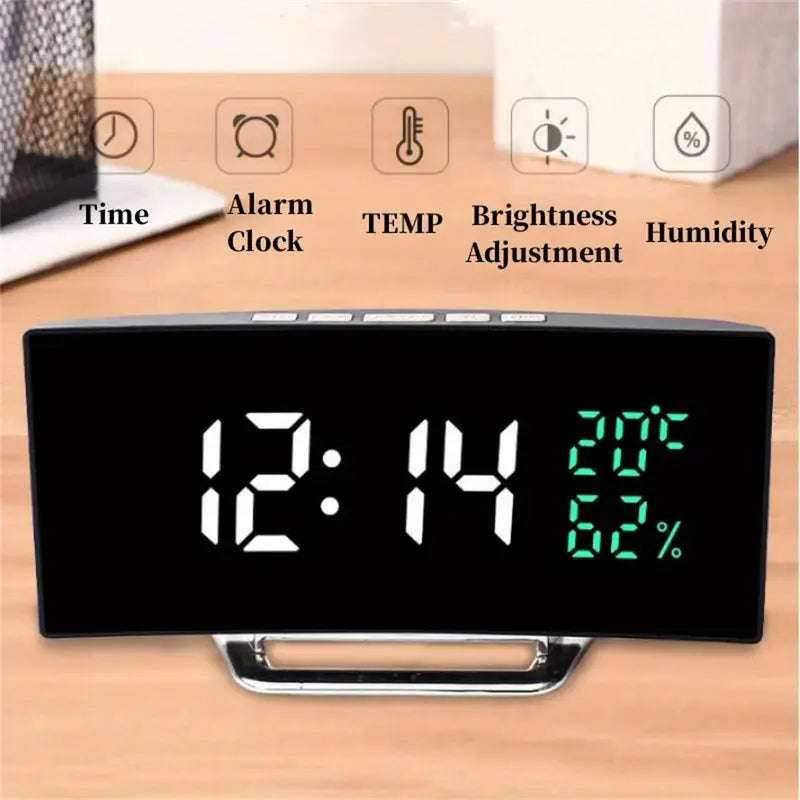 Style Loft Collection HomeLoft 5th Dimension Muthoni Curved LED Alarm Clock with Temperature &amp;amp; Humidity Display