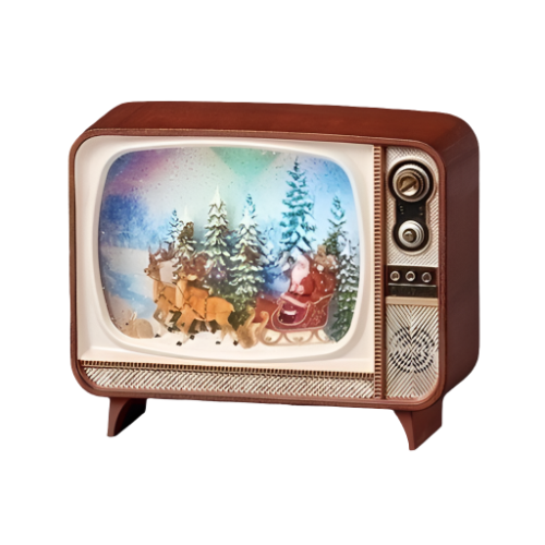 6.75&amp;quot; Lighted Swirl Retro TV Santa