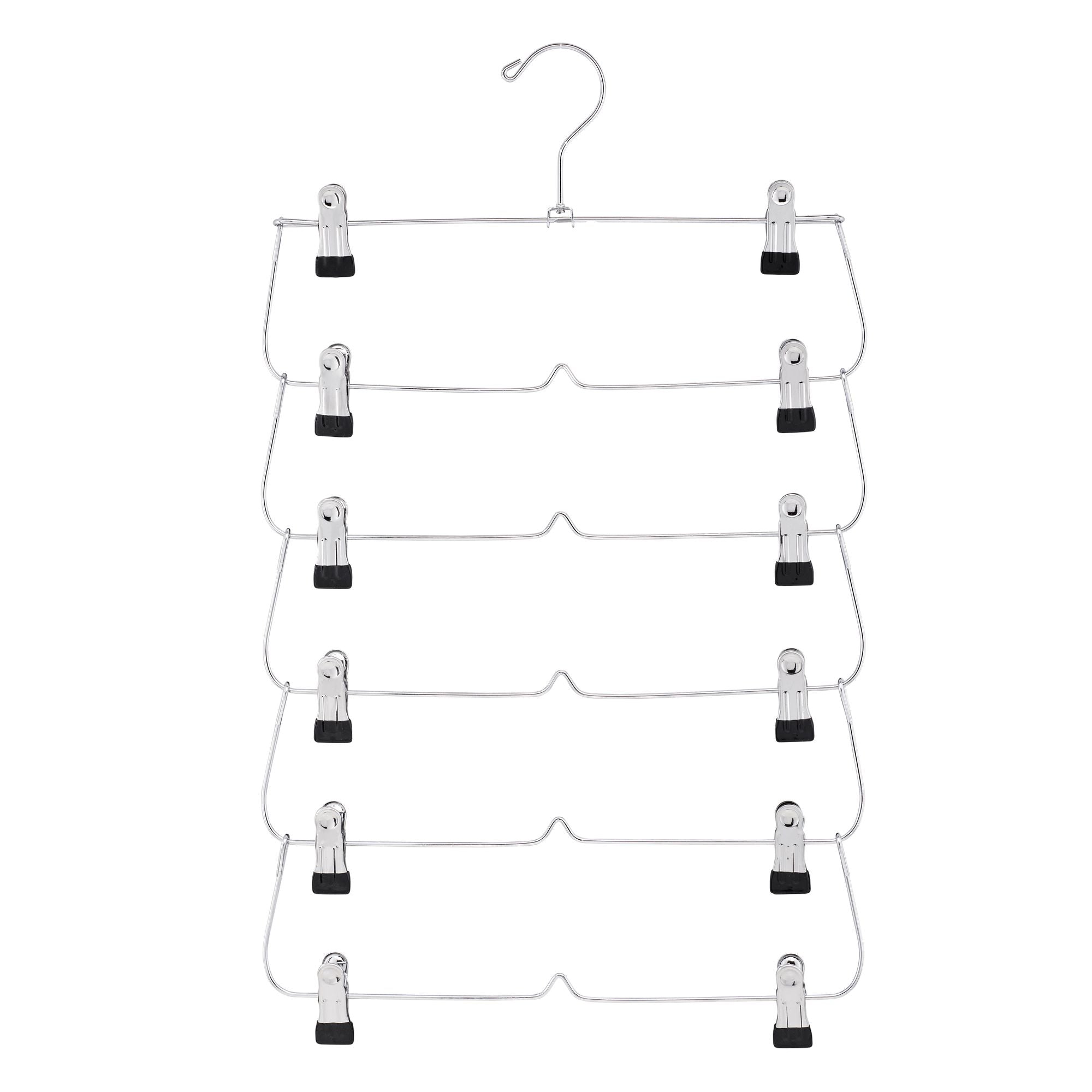 6 Tier with Chrome Finish, Space-Saving Skirt with Clips for Women&amp;#39;s Clothes, Foldable Hangers for Pants, Towel, Scarf, Bra, Kitchen &amp;amp; Closet Organization