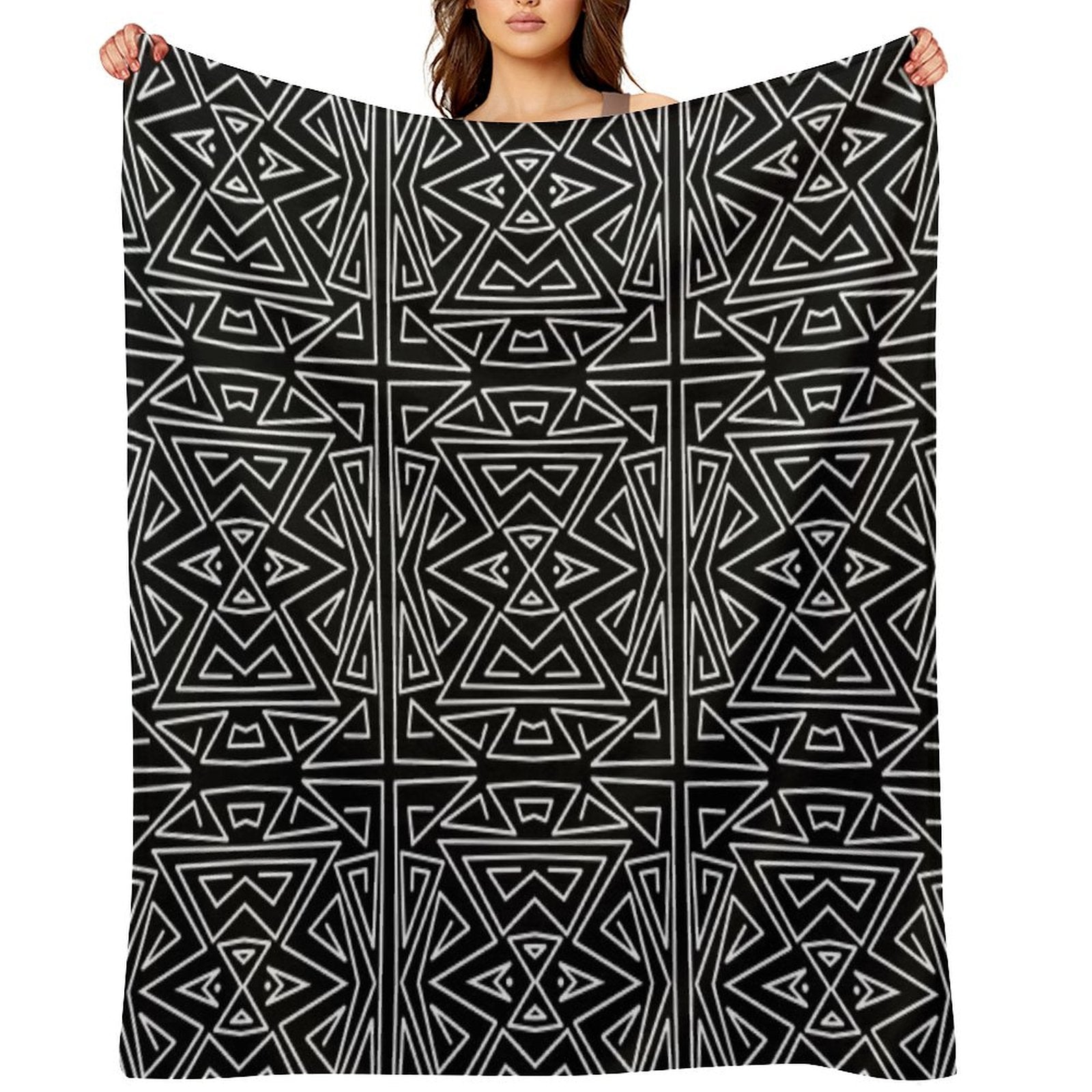 Zanzibar - Geometric Abstract in Black And White Throw Blanket