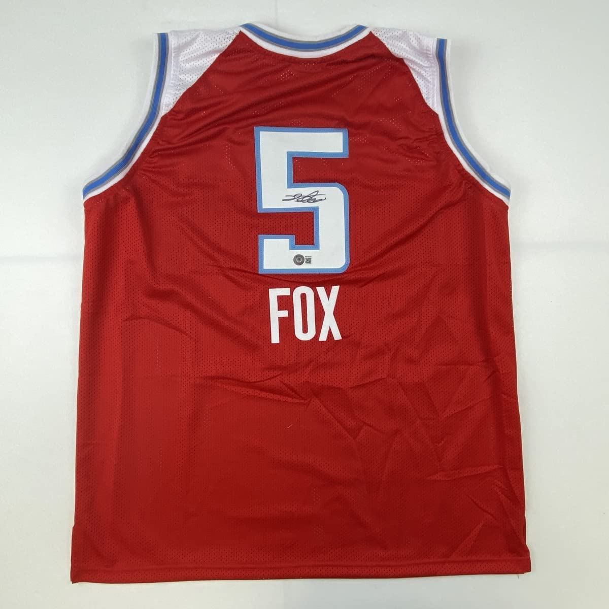 Autographed/Signed De&amp;#39;Aaron Fox Sacramento Red City Edition Basketball Jersey Beckett BAS COA