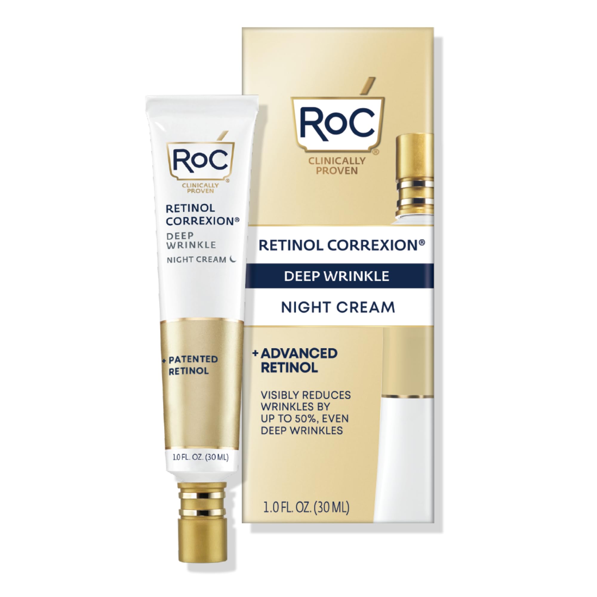 RoC Retinol Correxion Under Eye Cream for Dark Circles &amp;amp; Puffiness, Daily Wrinkle Cream, Anti Aging Skin Care Treatment Women and Men, 1 oz (Packaging May Vary)