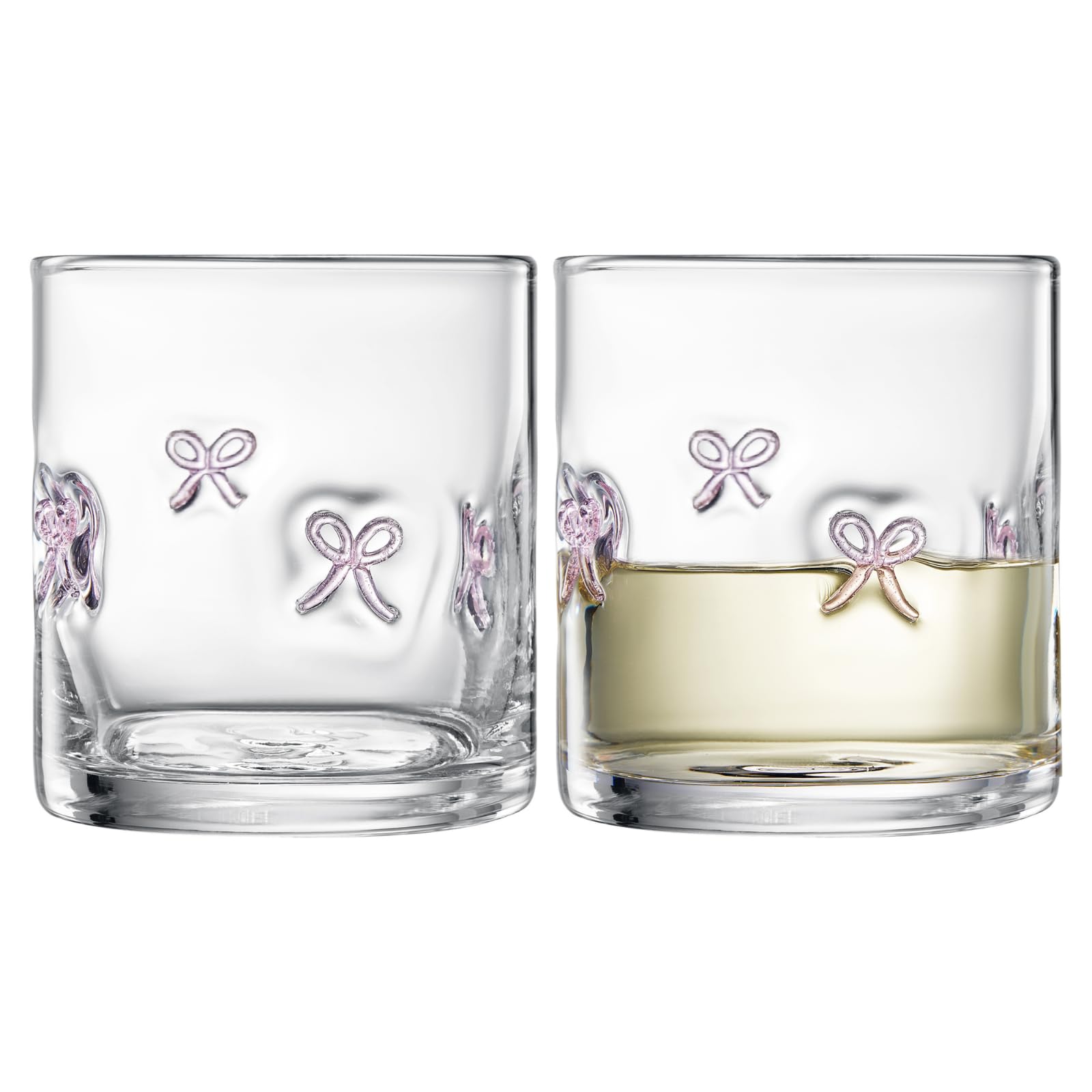 Khen Bowtie Tumblers Set Stylish Break Resistant Acrylic Drinkware for Cocktail Wedding Gift Use - Set of 2 Pink
