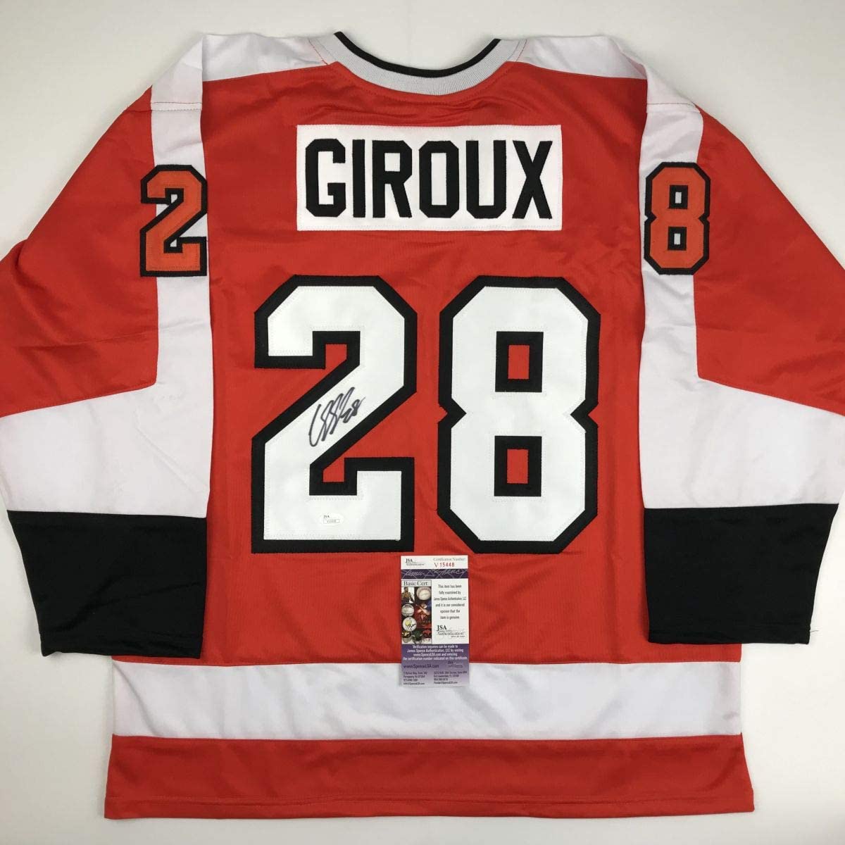 Autographed/Signed Claude Giroux Philadelphia Orange Hockey Jersey JSA COA