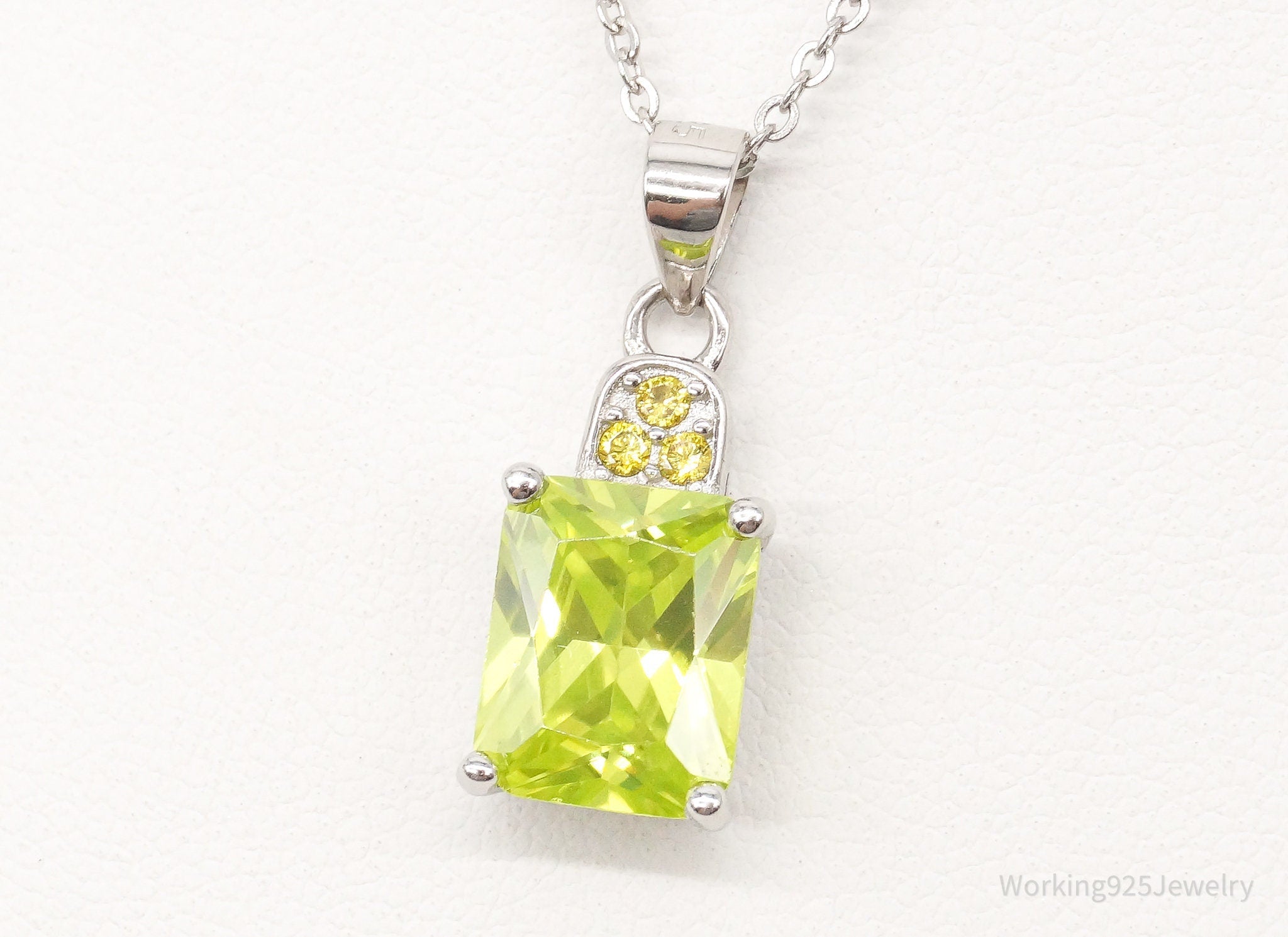 Designer Ryze Lime &amp;amp; Yellow Cubic Zirconia Sterling Silver Necklace