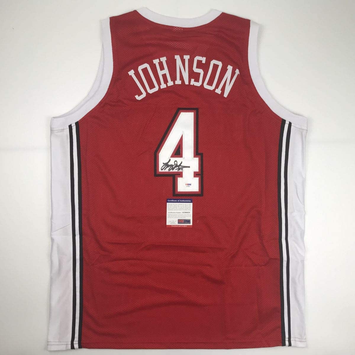 Autographed/Signed Larry Johnson UNLV Red College Basketball Jersey PSA/DNA COA