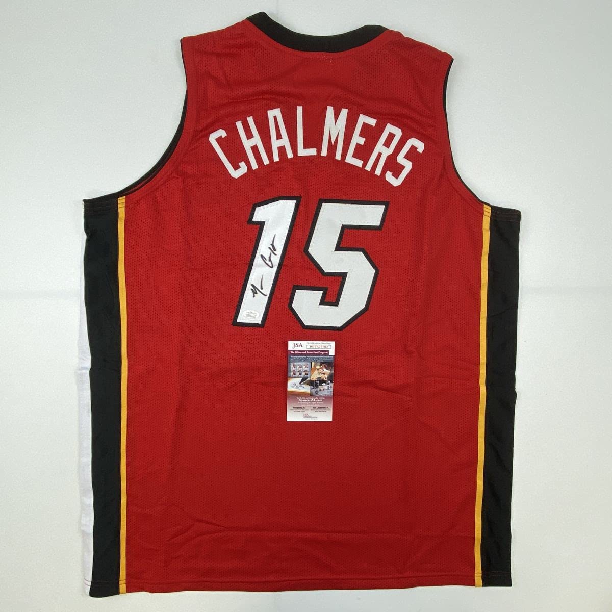 Autographed/Signed Mario Chalmers Miami Red Basketball Jersey JSA COA