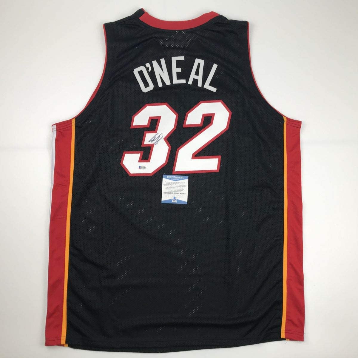 Autographed/Signed Shaquille Shaq O&amp;#39;Neal Miami Black Basketball Jersey Beckett BAS COA