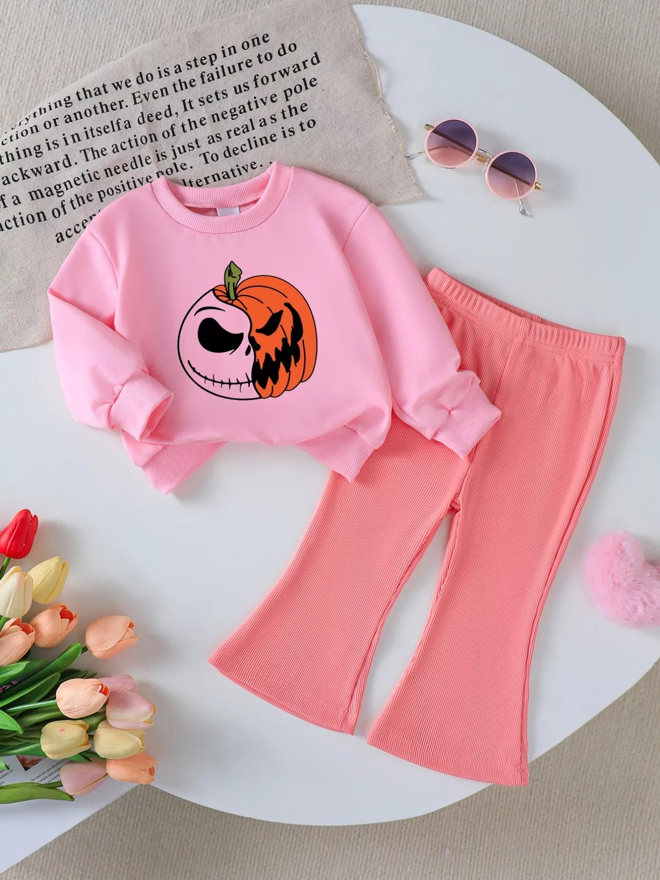 Children&amp;#39;s Halloween Graphic Sweatshirt and Flare Pants Set