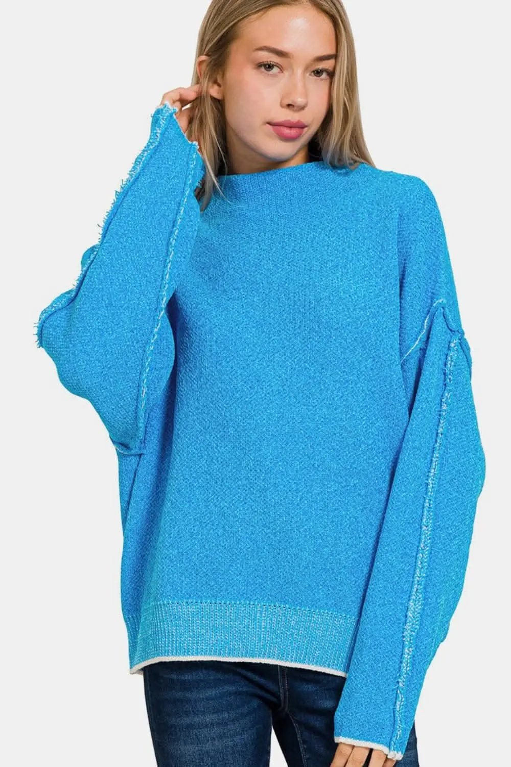 Zenana mock neck long sleeve sweater