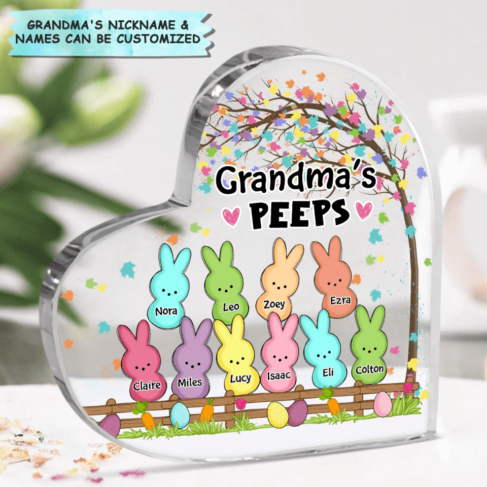Grandma&amp;#39;s Bunnies Easter Eggs - Custom Heart-shaped Acrylic Plaque - Personalized Gift for Grandma