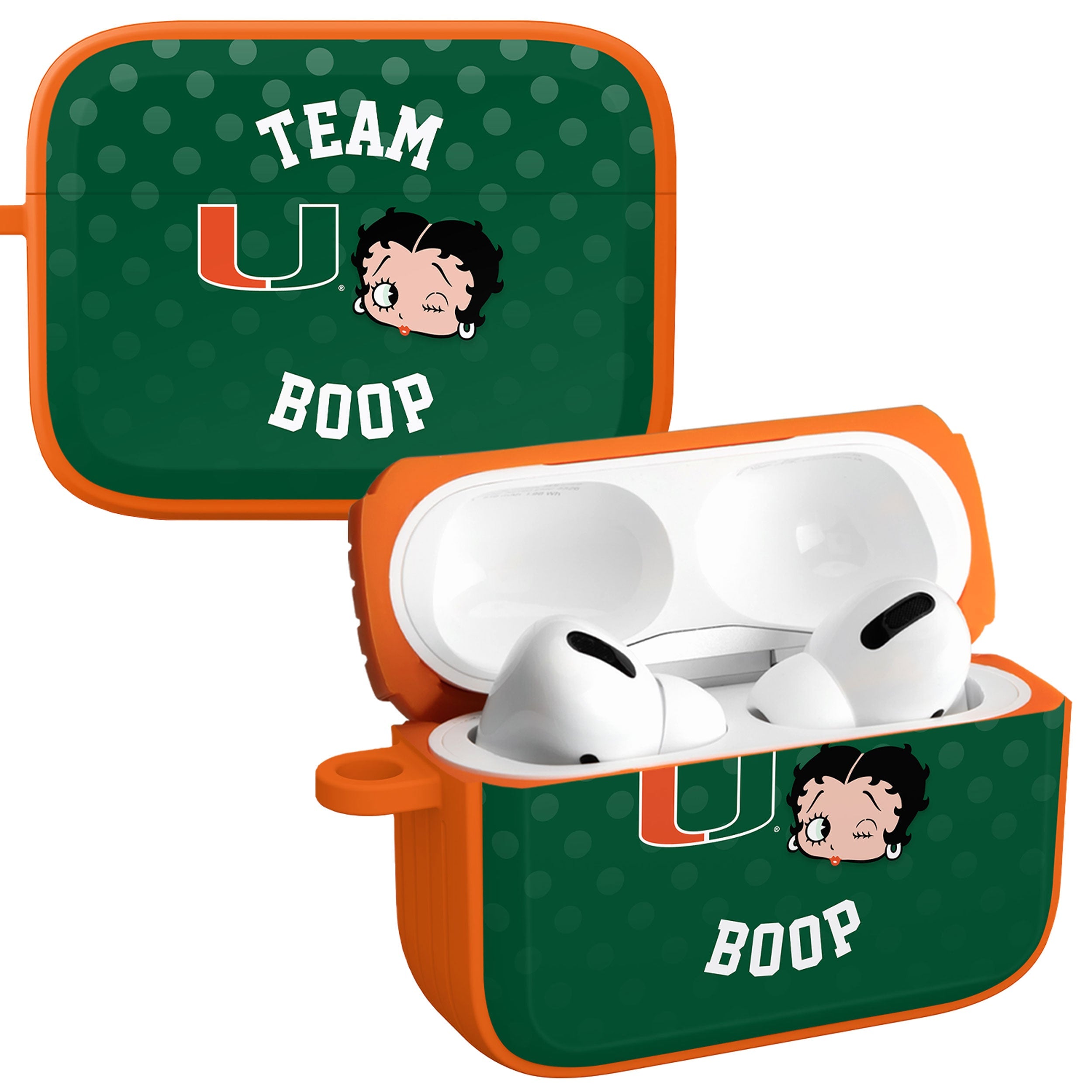 Miami Hurricanes X Betty Boop HDX Apple AirPods Pro 1 &amp;amp; 2 Case Cover