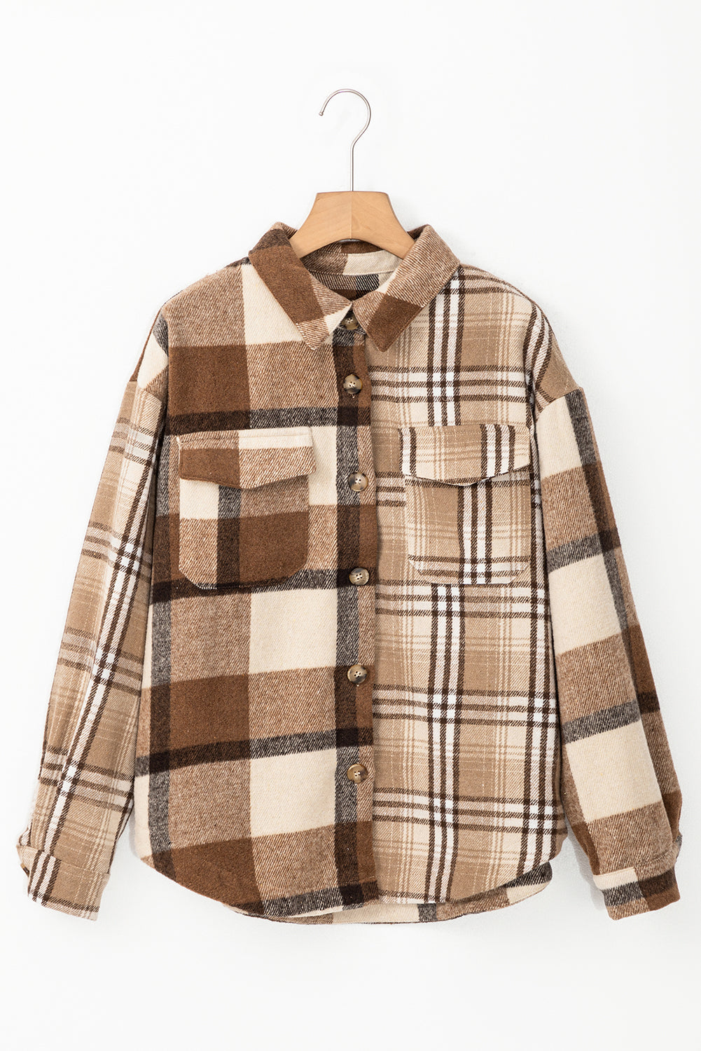 Plaid Double Flap Pocket Button-Up Shacket