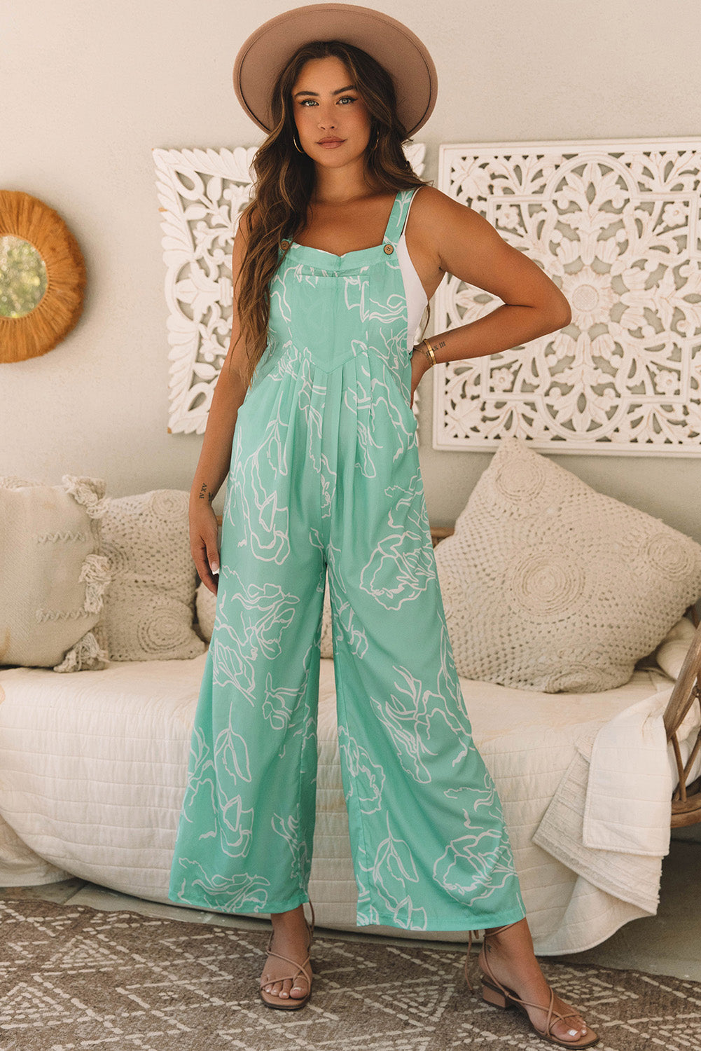 Premium Lorelai Wide Leg Overalls for Women Stylish Printed Jumpsuit