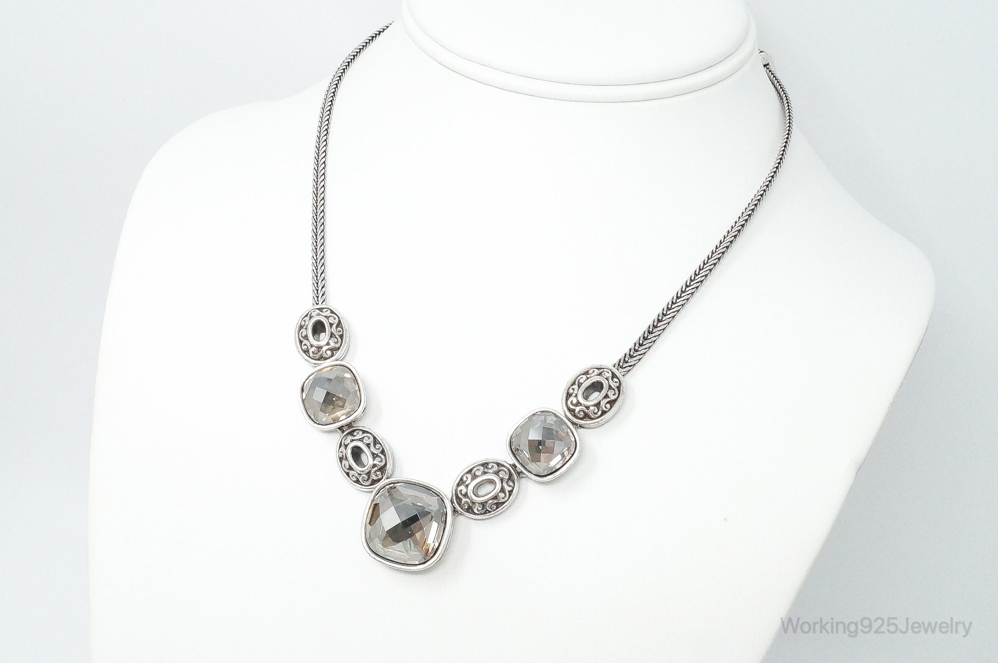 Designer Brighton &amp;#39;Venus Rising&amp;quot; Crystal Toggle Sterling Silver Necklace
