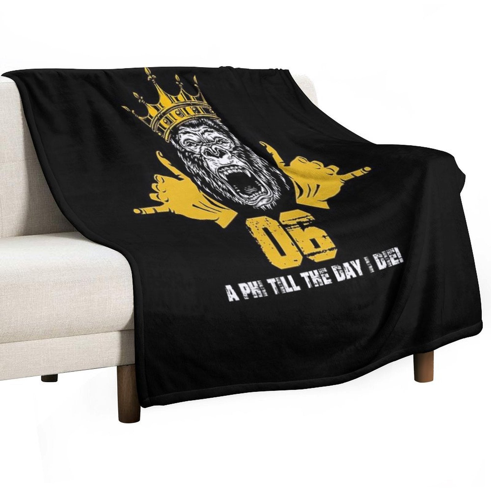 Mens Alpha 1906 Gorilla Hand Sign Phi Alpha Crown Throw Blanket