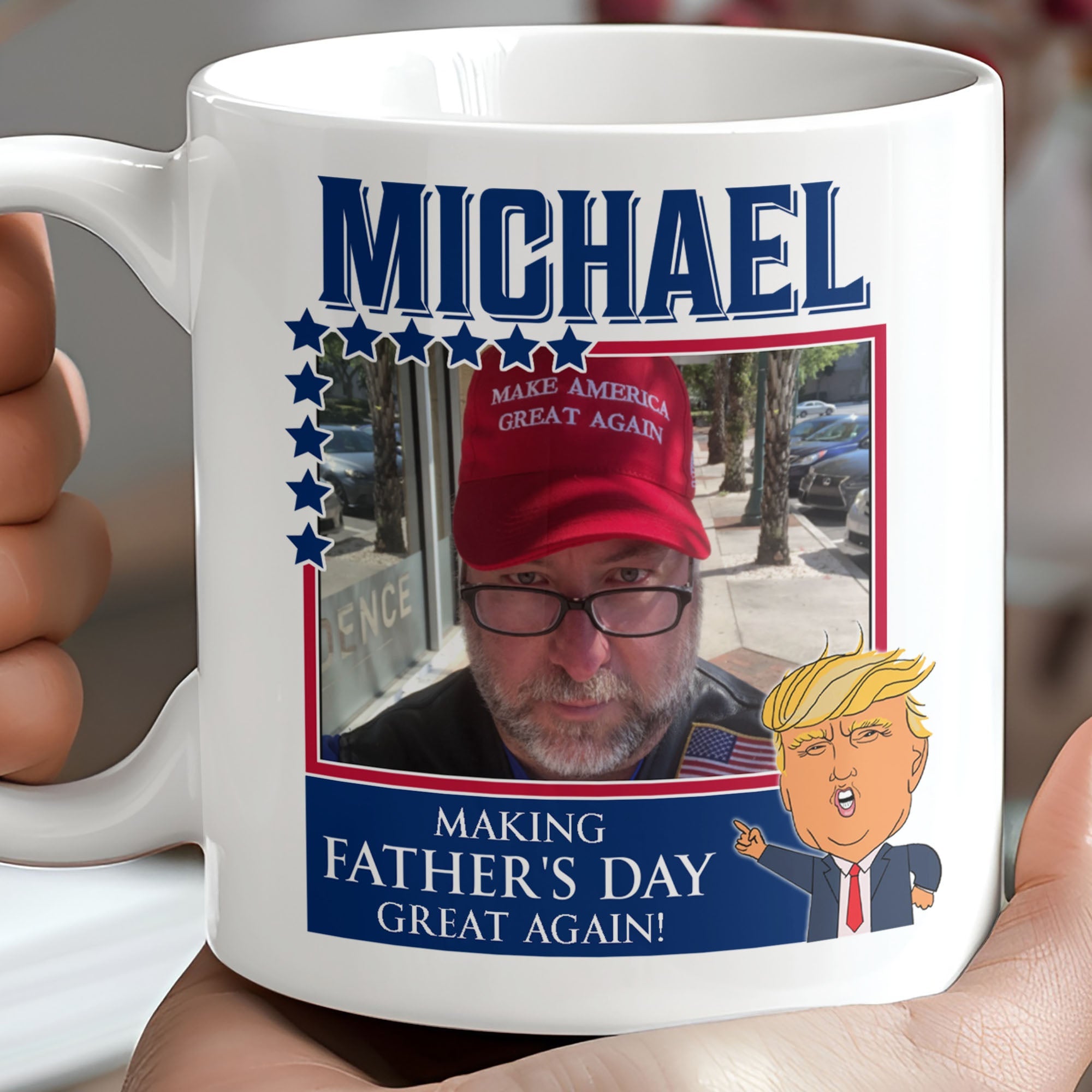 Donald Trump Father&amp;#39;s Day Mug | Gift for Dad, Gift for Mom | Personalized Custom Photo Father&amp;#39;s Day Mug C875 - GOP