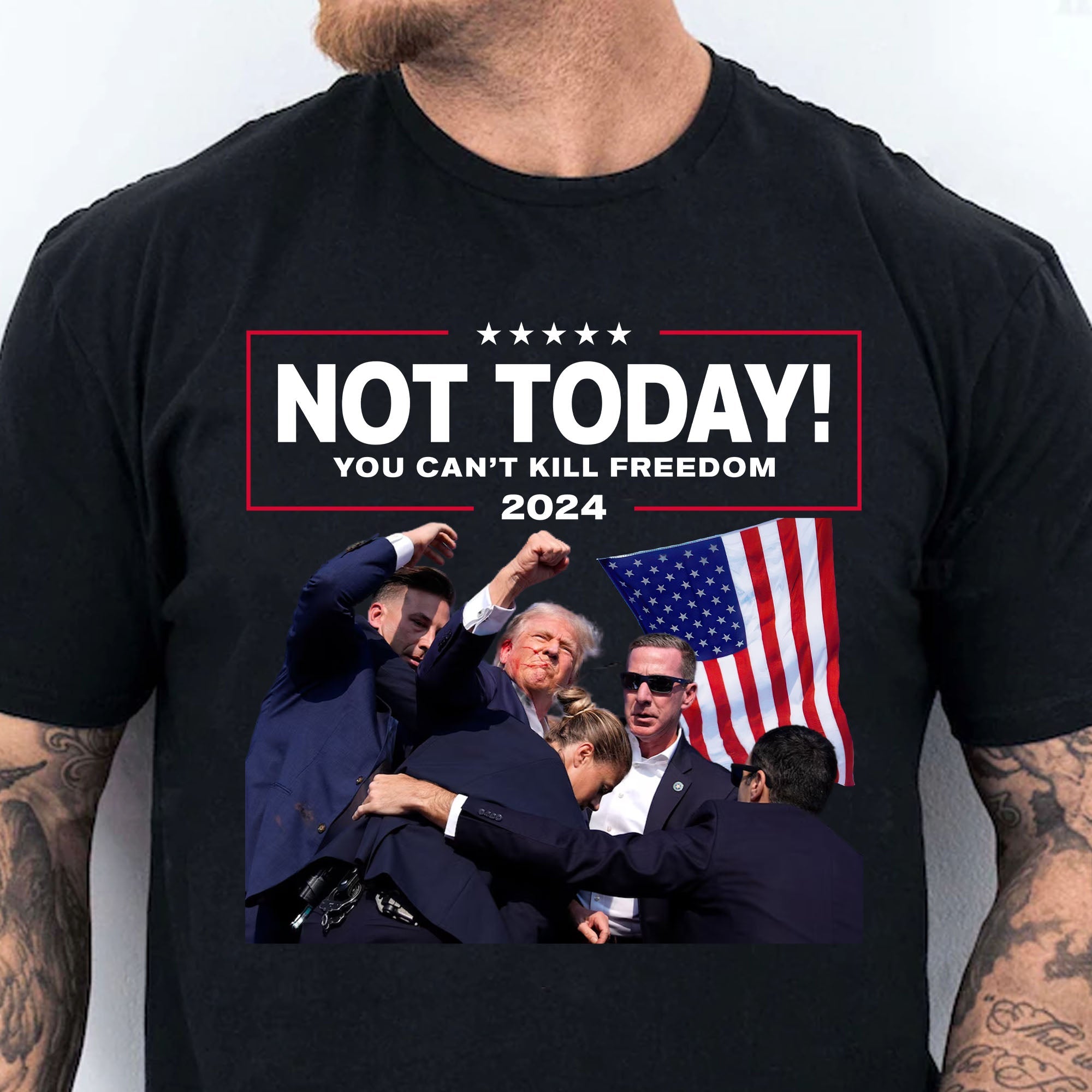 Not Today You Can&amp;#39;t Kill Freedom | Trump Fight 2024 Shirt Pennsylvania Rally | Shirt Dark C1109 - GOP
