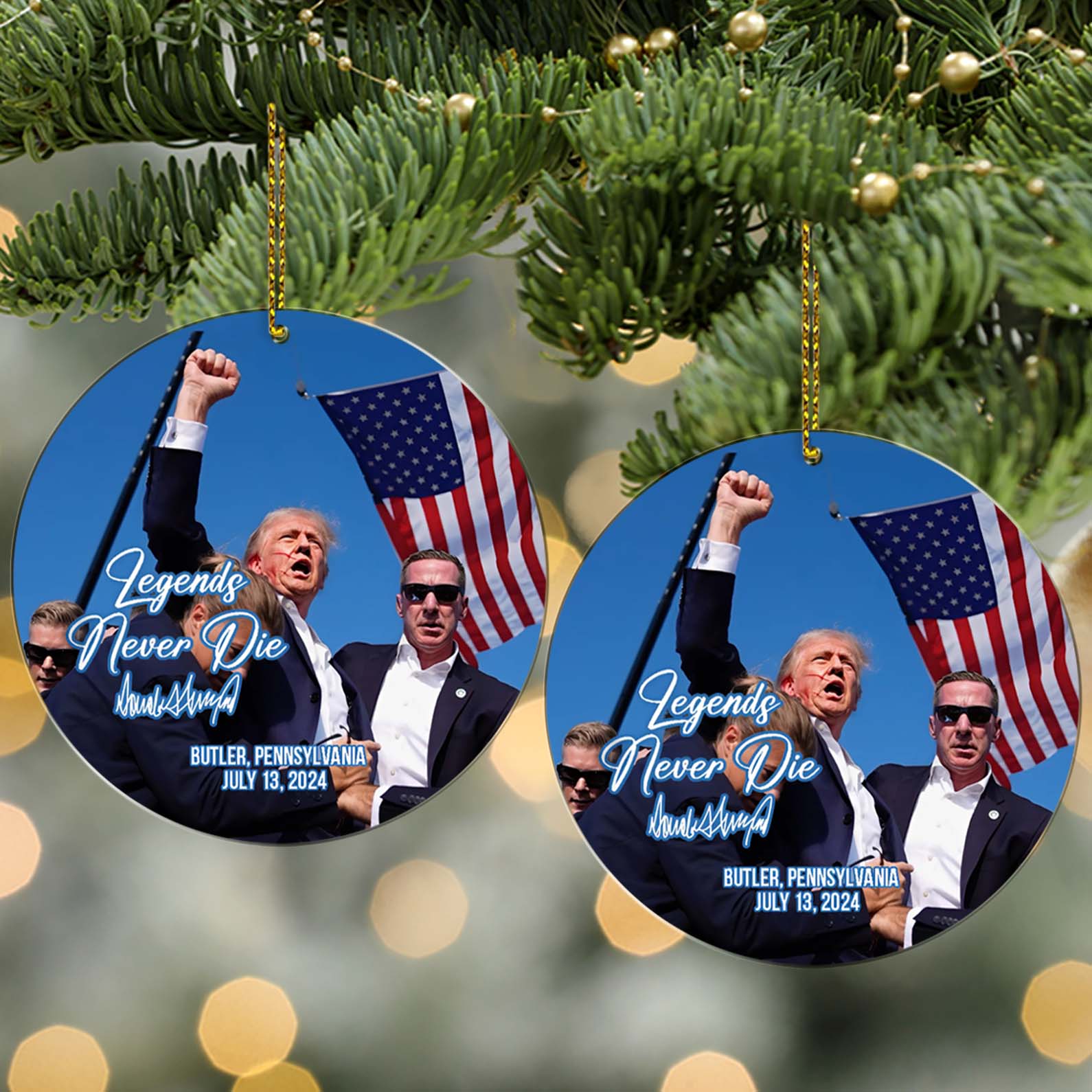 Trump Legends Never Die, Trump 47th President, Trump 2024 Acrylic Ornament, Perfect for Car & Christmas Tree Decor T1119 - GOP