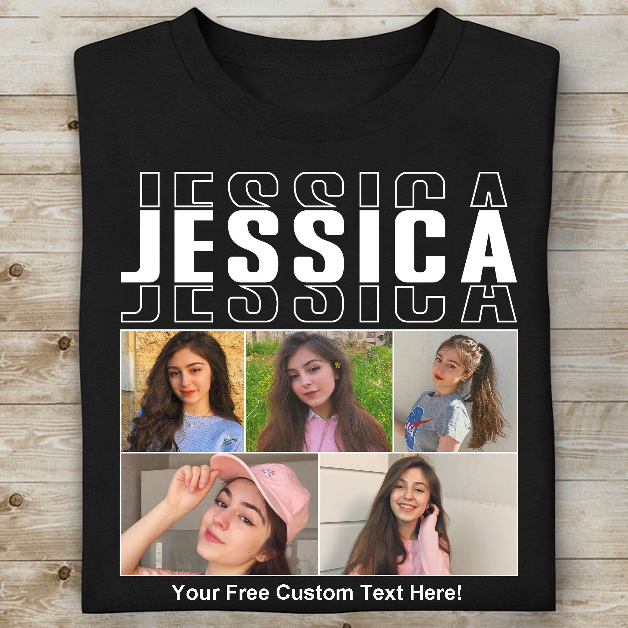Live Preview Custom Your Own Collage Photo Idea, Personalized Christmas Family Photo, Valentine&amp;#39;s Day Gifts for Couples Shirt Dark C1352