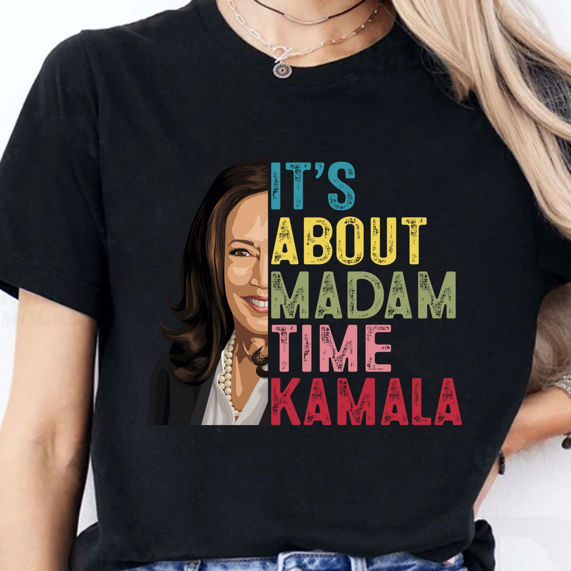 Kamala Harris President 2024 Shirt, It&amp;#39;s About Madam Time Kamala Shirt, Vintage Democrats Kamala Shirt, Kamala Harris 2024 Shirt, Democrat Shirt Dark T1372 - KH2