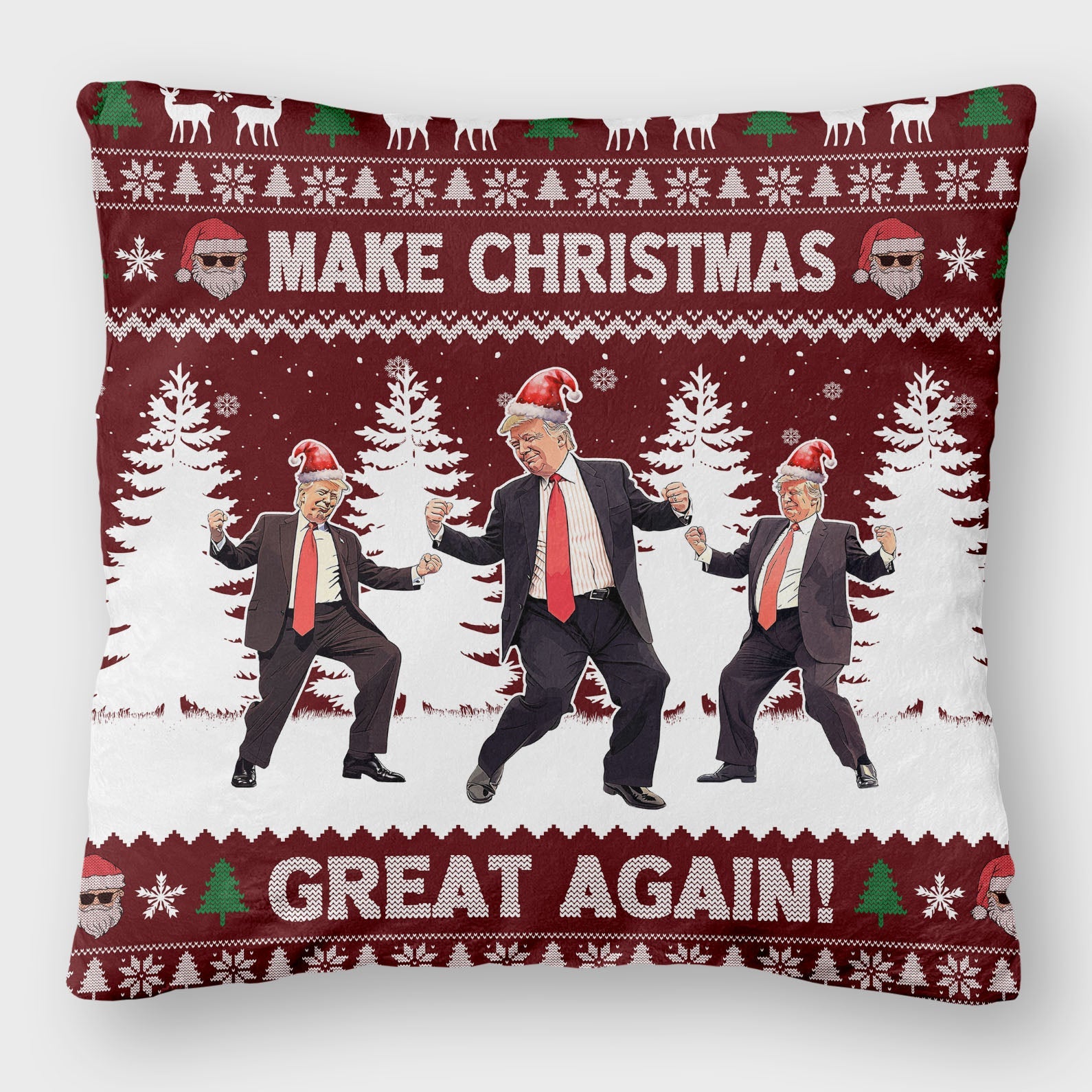 Merry Christmas Ya Filthy Democrats, Funny Trump Dancing Pillow, Trump 2024 Christmas Pillow M1383 - GOP