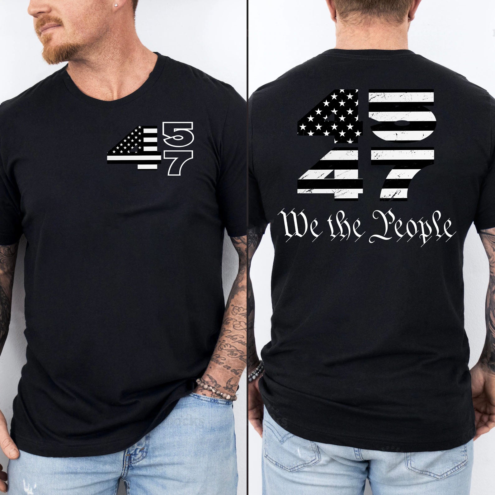 Trump 2024 45 47 Shirts | Funny Trump Tshirts | Republican Nominee Shirts | Republican Political T-shirts | Trump Front &amp;amp; Back Shirt Dark 681497 - GOP