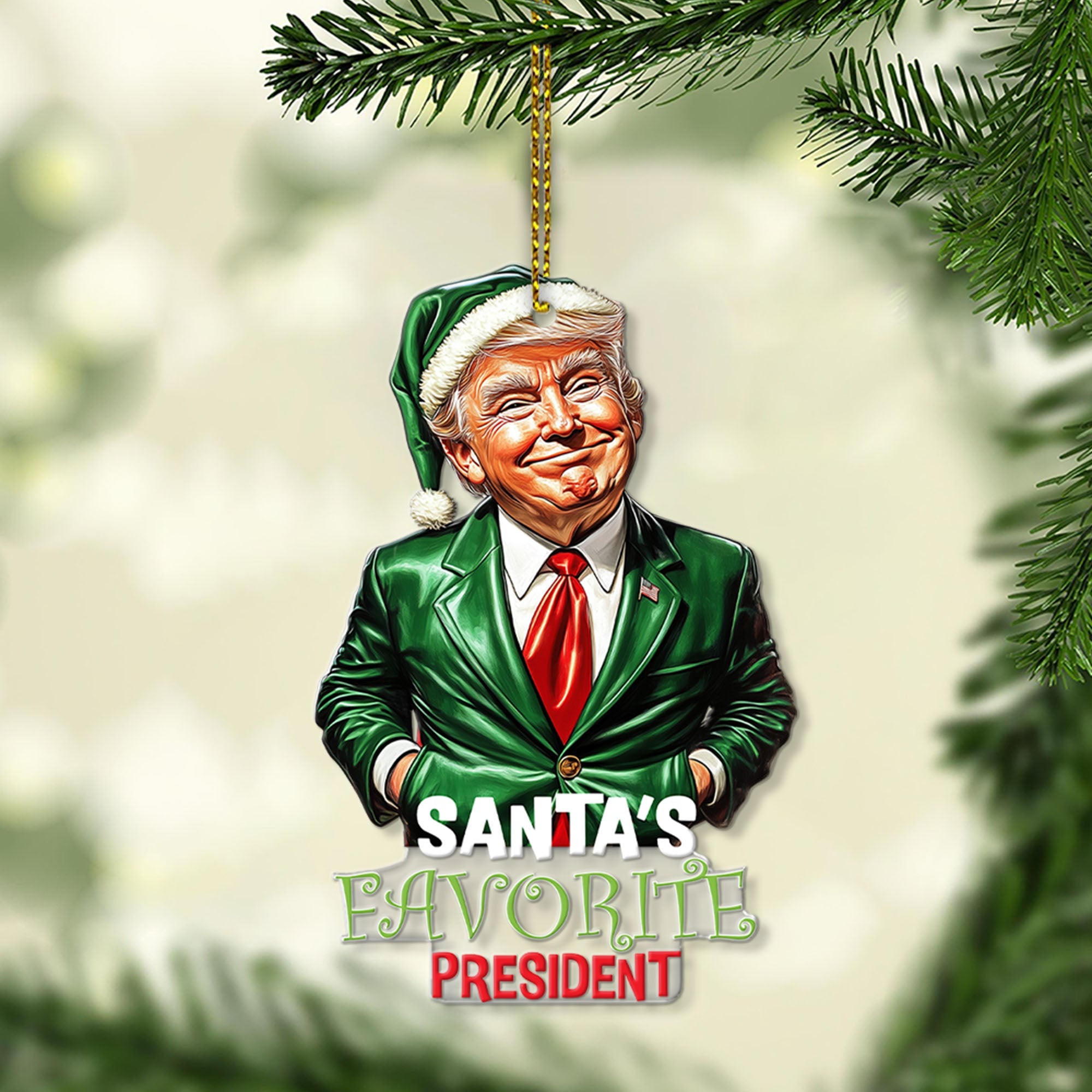 Santa&amp;#39;s Favorite President, Christmas Trump Acrylic Ornament | Perfect for Car &amp;amp; Christmas Tree Decor T1556 - GOP