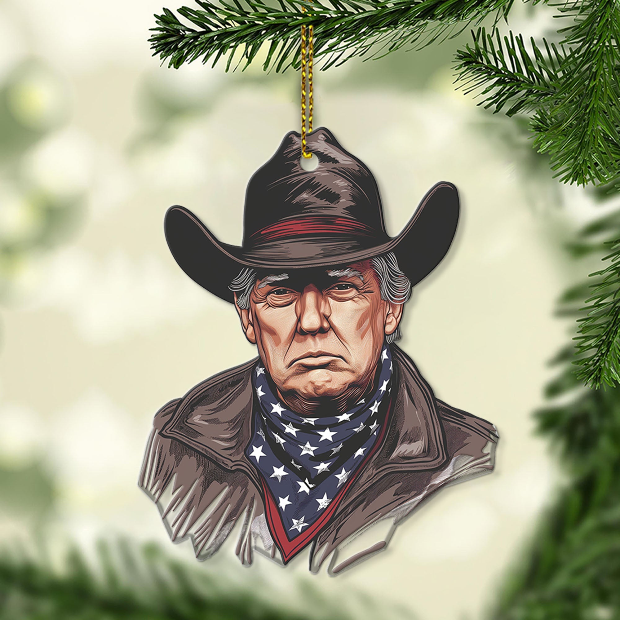 Make America Great Again, Trump Cowboys, Christmas Trump Acrylic Ornament | Perfect for Car &amp;amp; Christmas Tree Decor T1557 - GOP