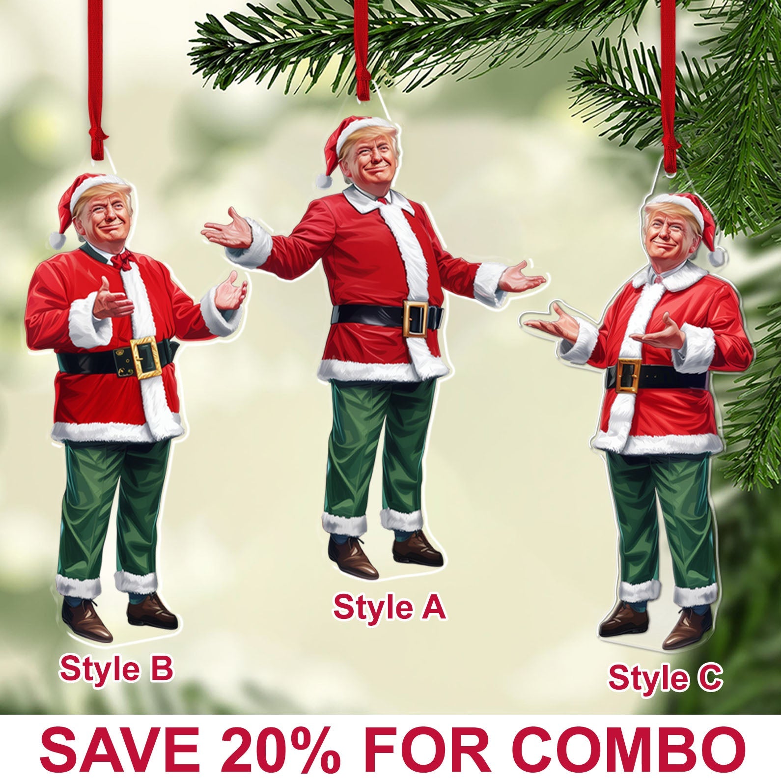 Trump Red Santa, Christmas Trump Acrylic Ornament | Perfect for Car &amp;amp; Christmas Tree Decor C1619 - GOP