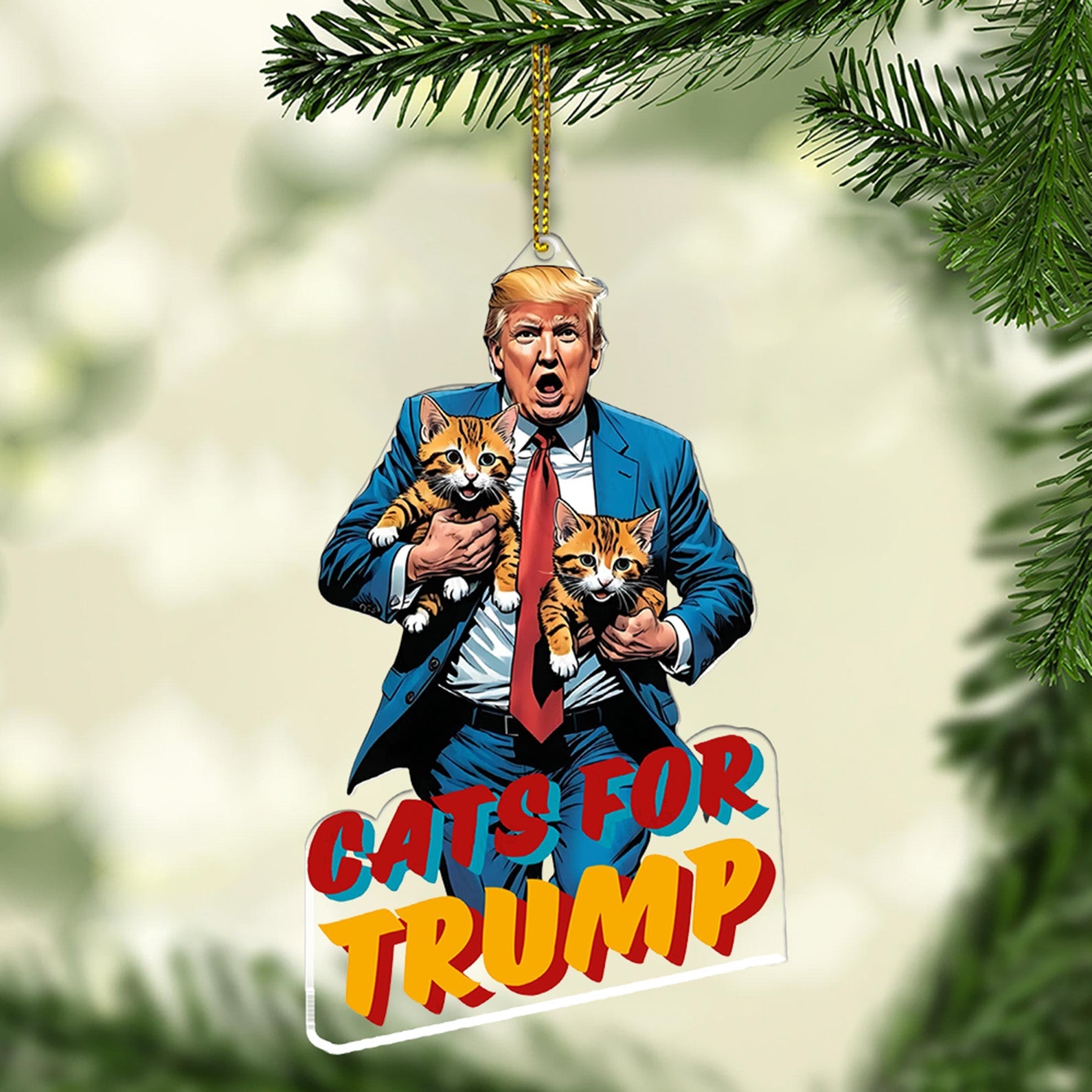 Cats For Trump, Christmas Trump Acrylic Ornament, Perfect for Car &amp;amp; Christmas Tree Decor T1627 - GOP
