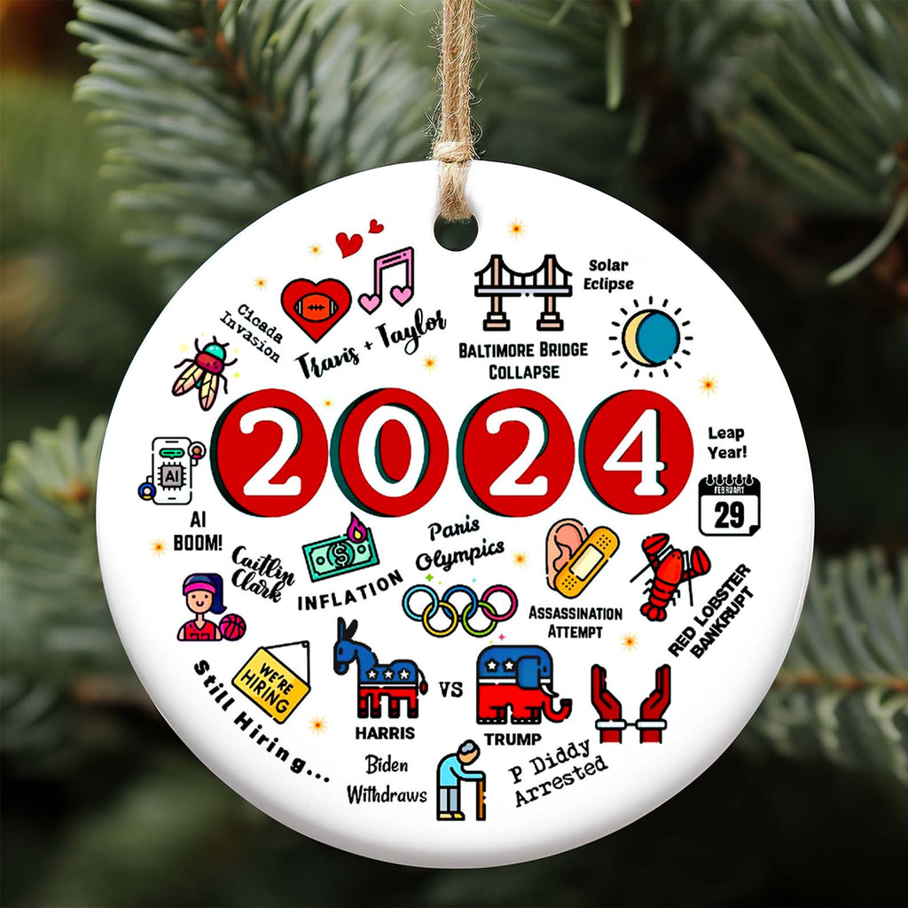 2024 Summary Year in Review Christmas Year to Remember Commemorative Ceramic Ornament T1643