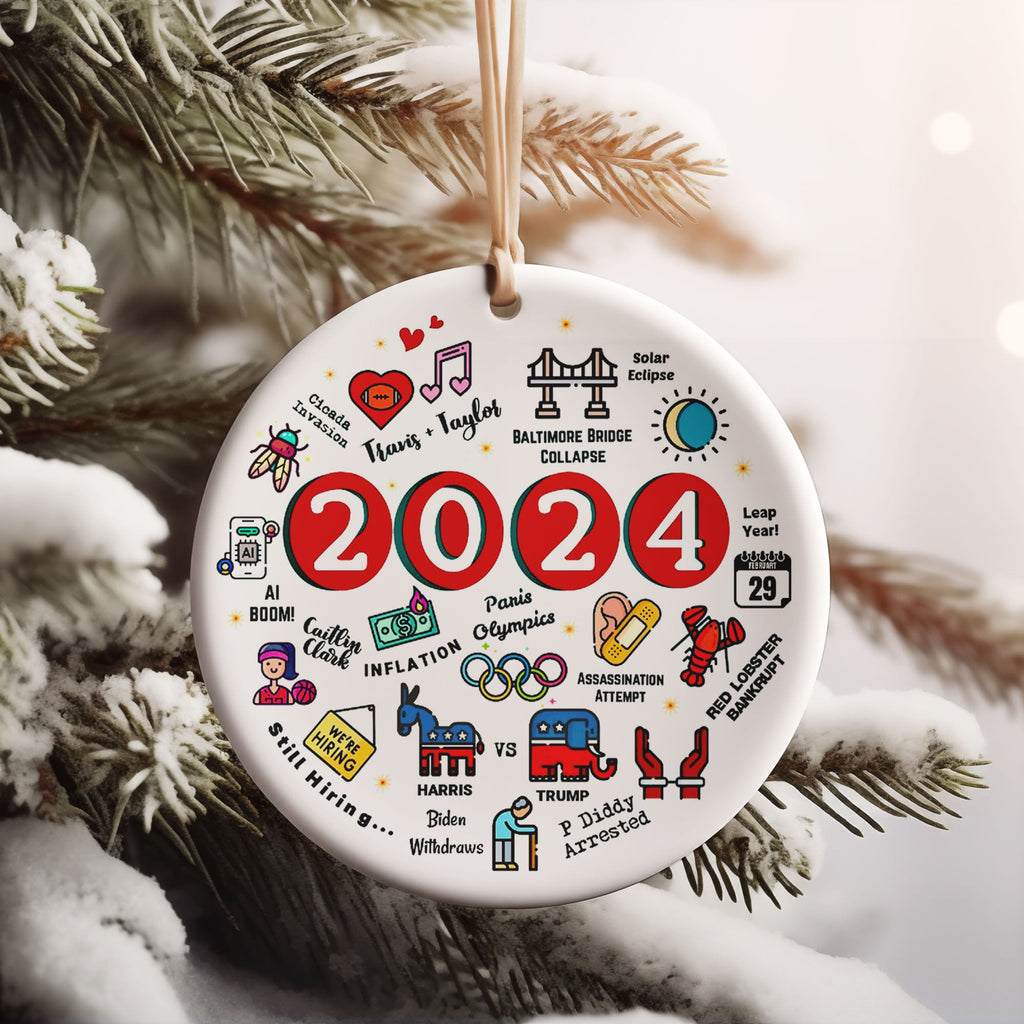 2024 Summary Year in Review Christmas Year to Remember Commemorative Ceramic Ornament T1643