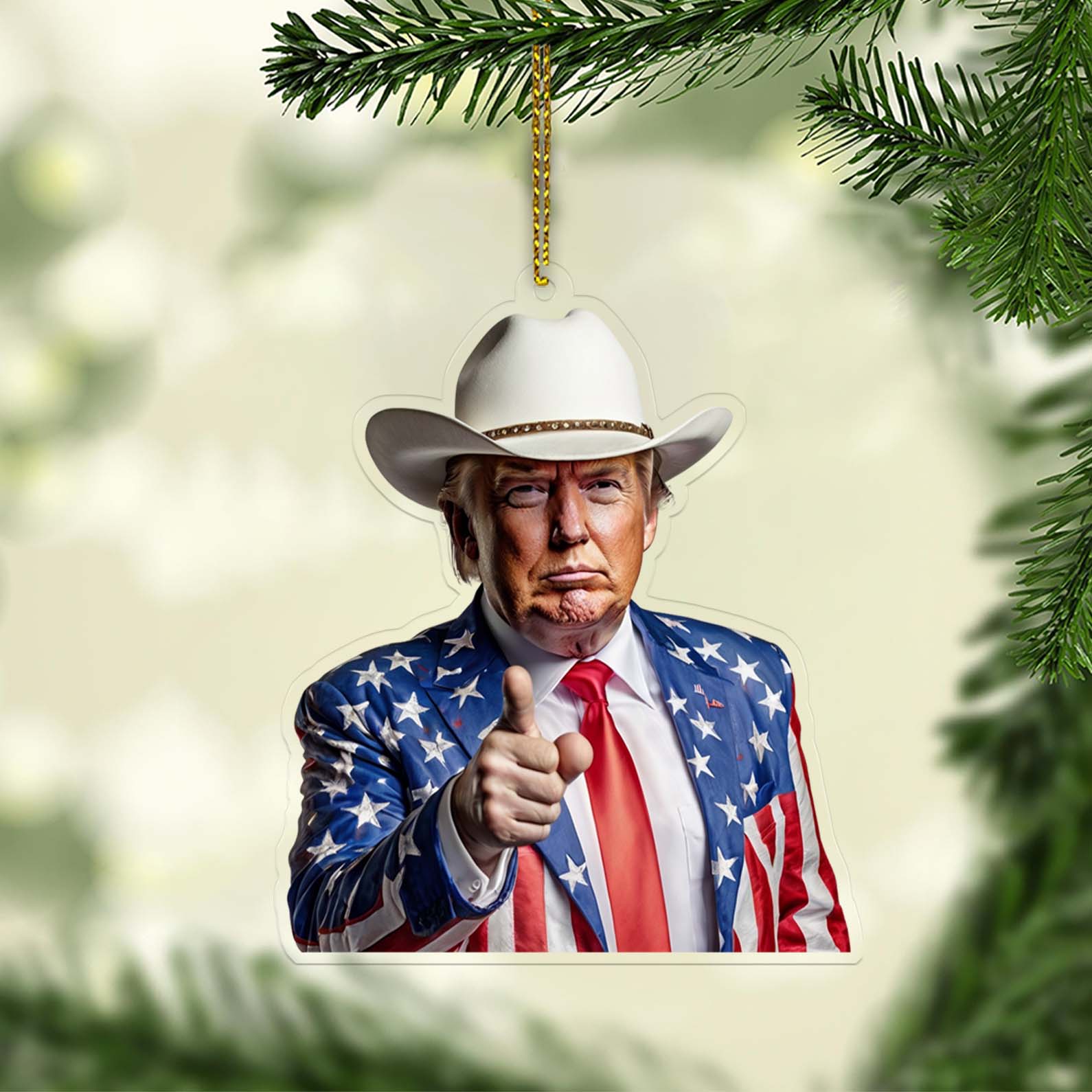 Trump Cowboy, Trump Western Acrylic Ornament, Perfect for Car &amp;amp; Christmas Tree Decor T1648 - GOP