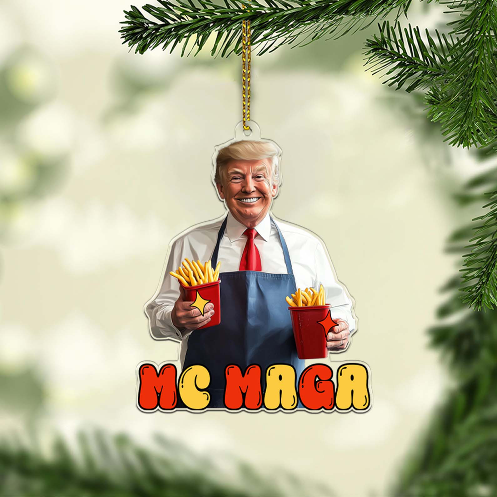 Trump Mc MAGA, Trendy Trump McDonald Acrylic Ornament, Perfect for Car &amp;amp; Christmas Tree Decor T1649 - GOP
