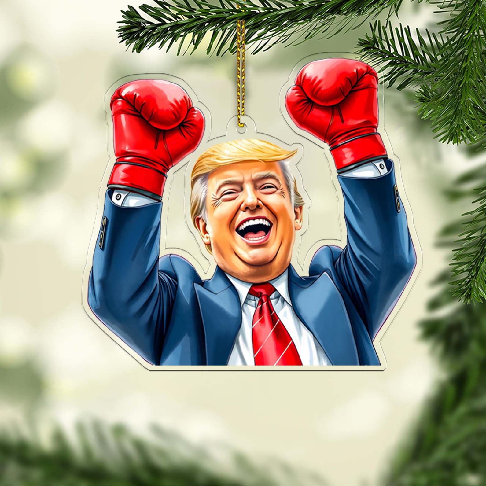 Trump Boxer, Funny Trump Christmas Acrylic Ornament, Perfect for Car &amp;amp; Christmas Tree Decor T1659 - GOP
