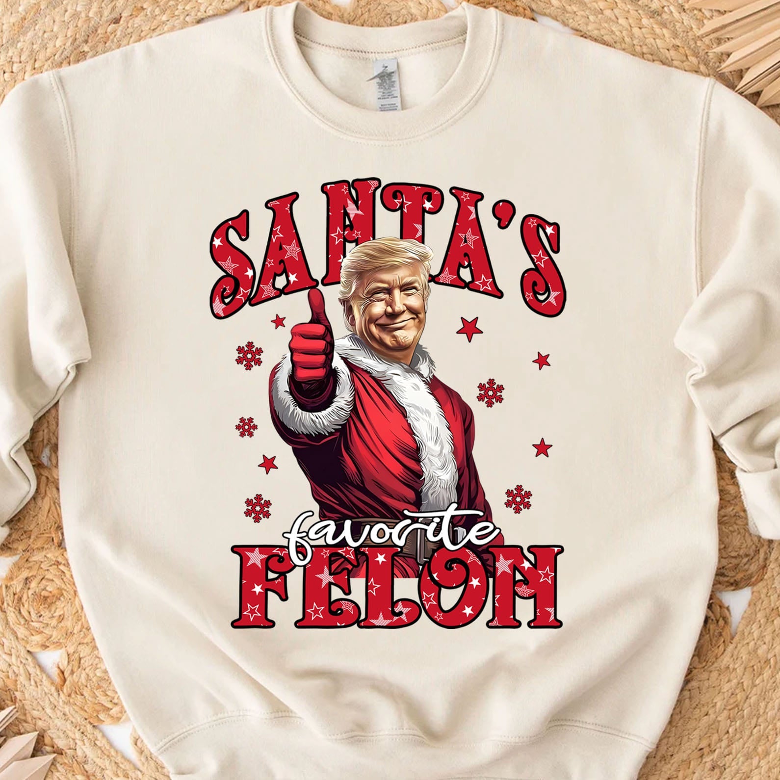 Santa&amp;#39;s Favorite Felon, Christmas Santa Claus, Trump 47th President Sweatshirt Bright T1729 - GOP