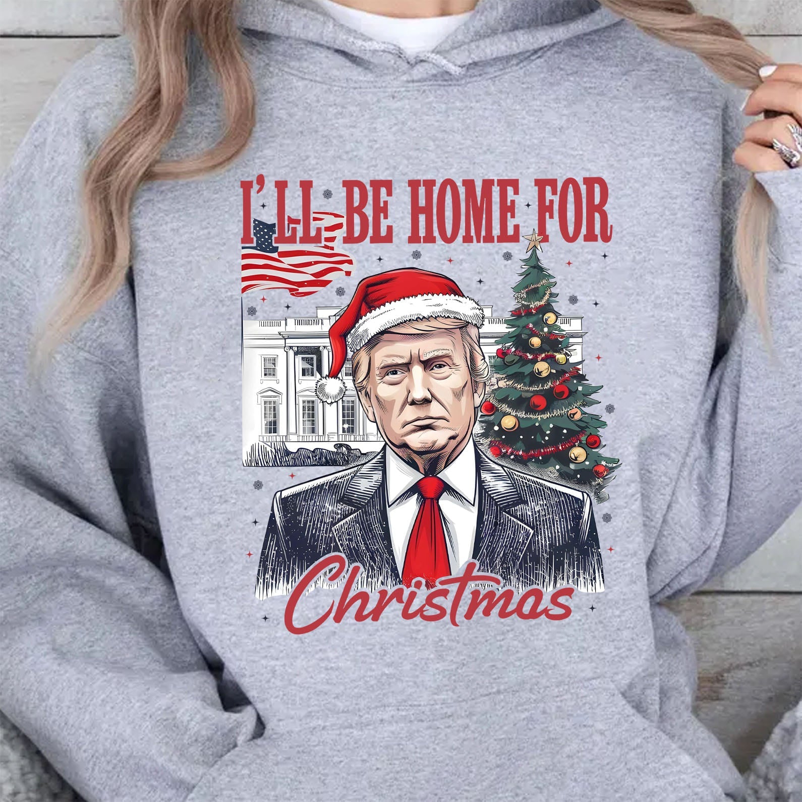 I'll Be Home For Christmas, Christmas Trump 47th President Sweatshirt Bright T1730 - GOP