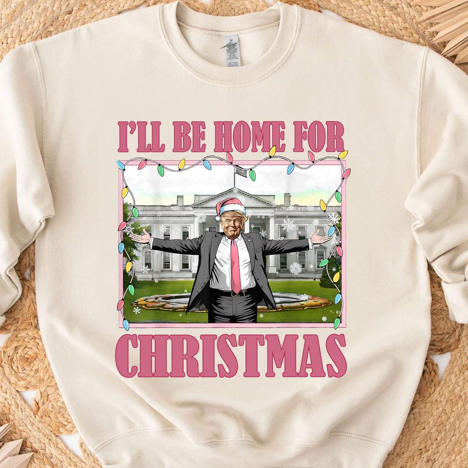 I&amp;#39;ll Be Home For Christmas, Funny Trump Christmas, Trump 47th President Sweatshirt Bright T1732 - GOP