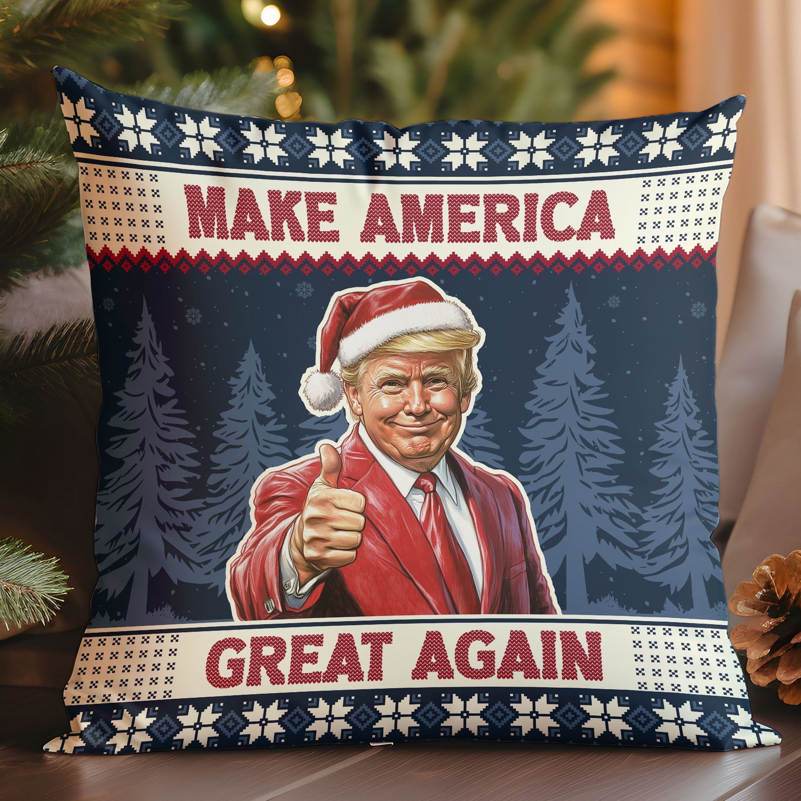 Make America Great Again, Funny Trump Pillow, Trump Won 2024 Christmas Pillow 681741 - GOP
