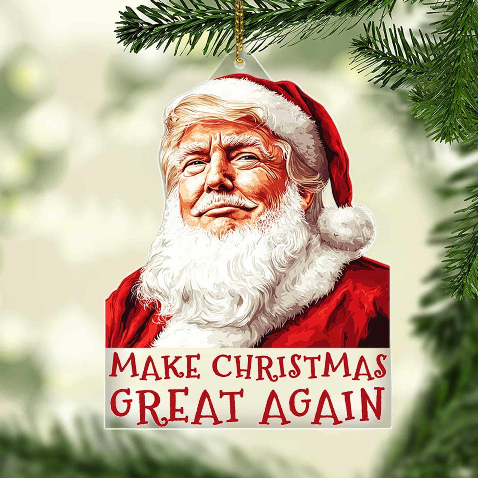 Make Christmas Great Again Ornament, Funny Christmas Trump Acrylic Ornament | Perfect for Car &amp;amp; Christmas Tree Decor T1766 - GOP