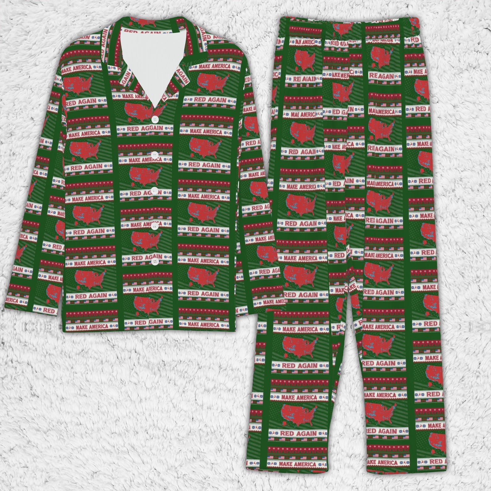 MAKE AMERICA RED AGAIN PAJAMAS, TRUMP WON PAJAMAS, TRUMP PRESIDENT PAJAMAS 681817 - GOP