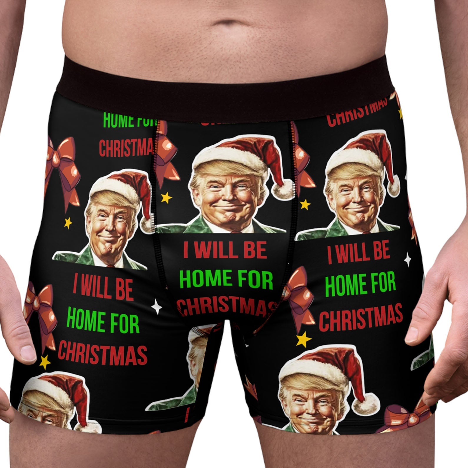 Trump I&amp;#39;ll Be Home For Christmas Boxer Briefs, Political Xmas Gift, Trump Christmas Gift, Republican Gift 681780 - GOP