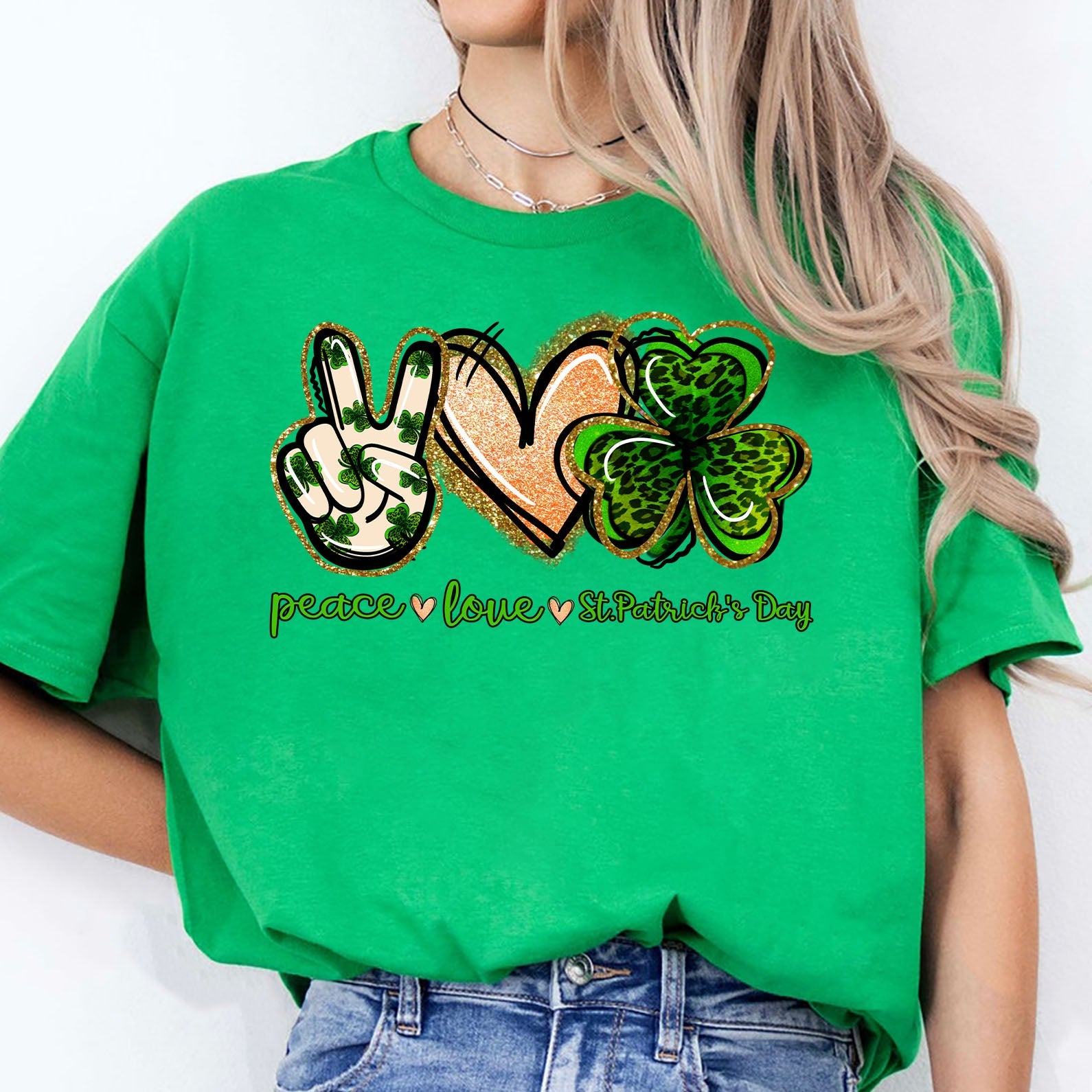 Peace Love St Paddy&amp;#39;s Day Tee, St Patrick&amp;#39;s Day Shirt, St. Patrick&amp;#39;s Day Sweater, Irish Shirt Dark 681871