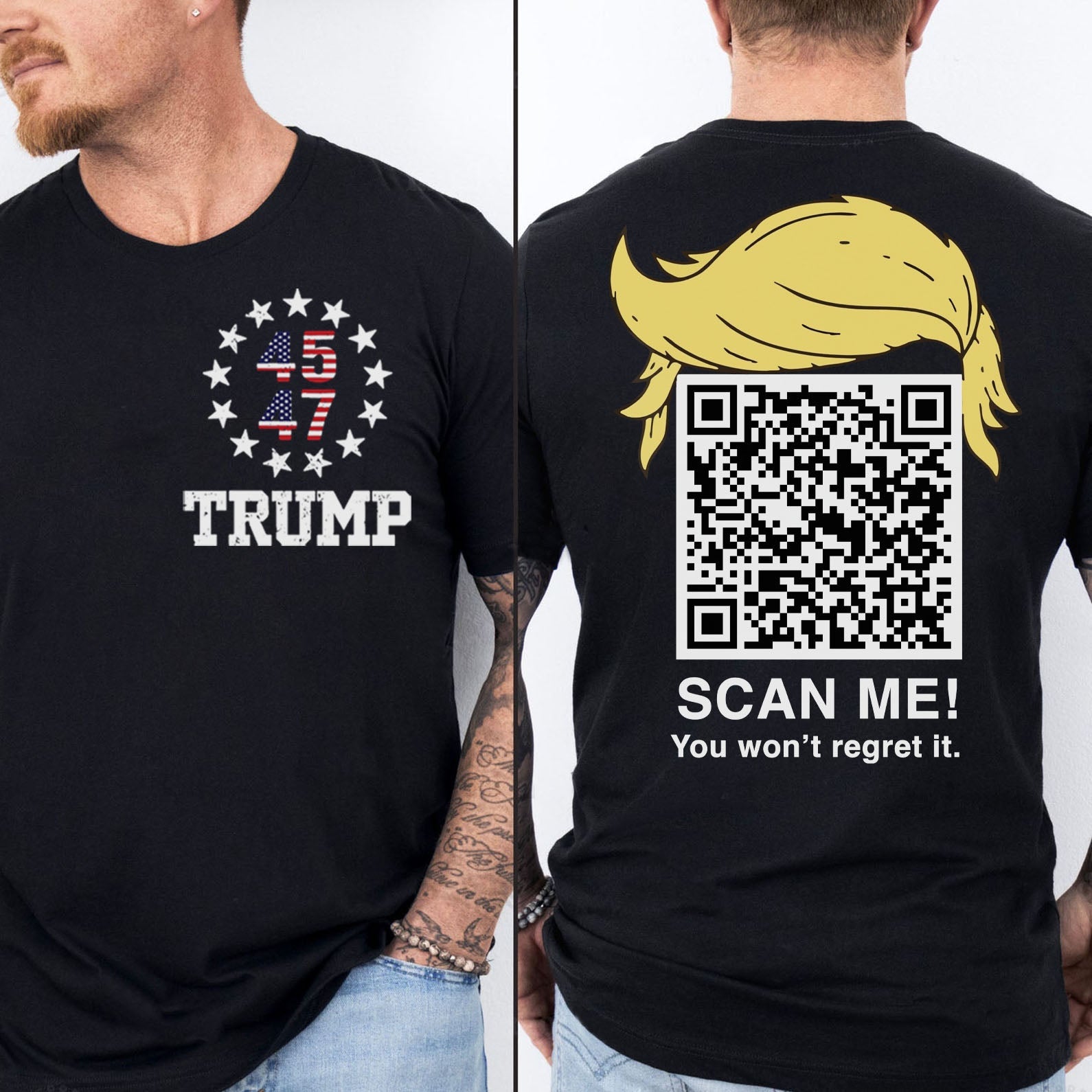 Dancing Trump QR Code Shirts | Funny Trump Tshirts | Unique Political Shirts | Republican Political T-shirts | Trump Front &amp;amp; Back Shirt Dark 681886 - GOP