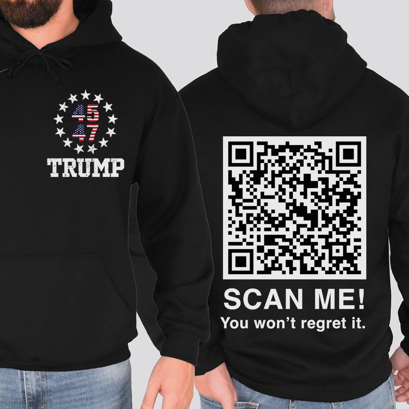 Dancing Trump QR Code Shirts | Funny Trump Tshirts | Unique Political Shirts | Republican Political T-shirts | Trump Front &amp;amp; Back Shirt Dark 681878 - GOP