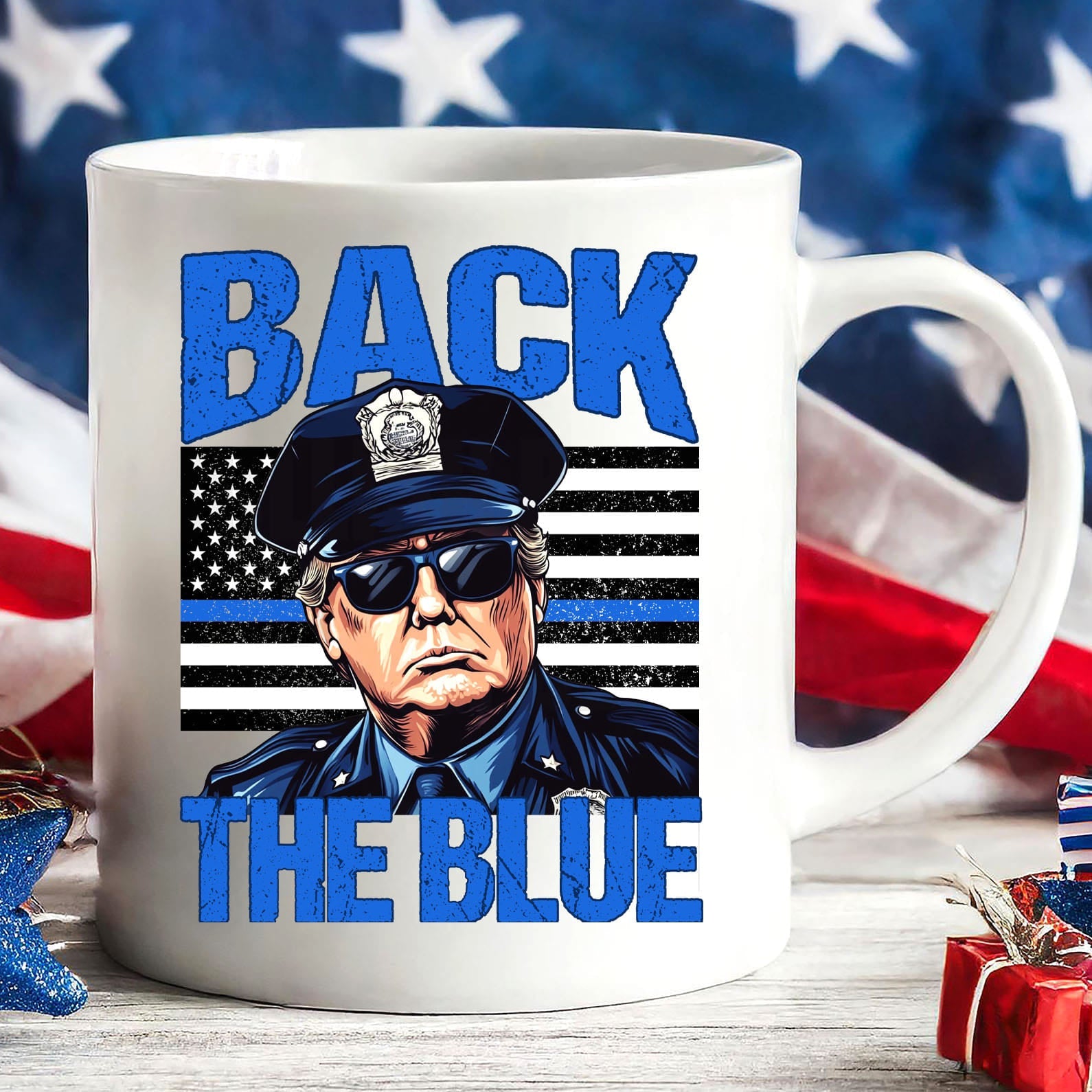 Trump Back The Blue Mug, Police For Trump Mug, Trump Cops Mug, Republicans White Mug  Accent Mug 681984 - GOP